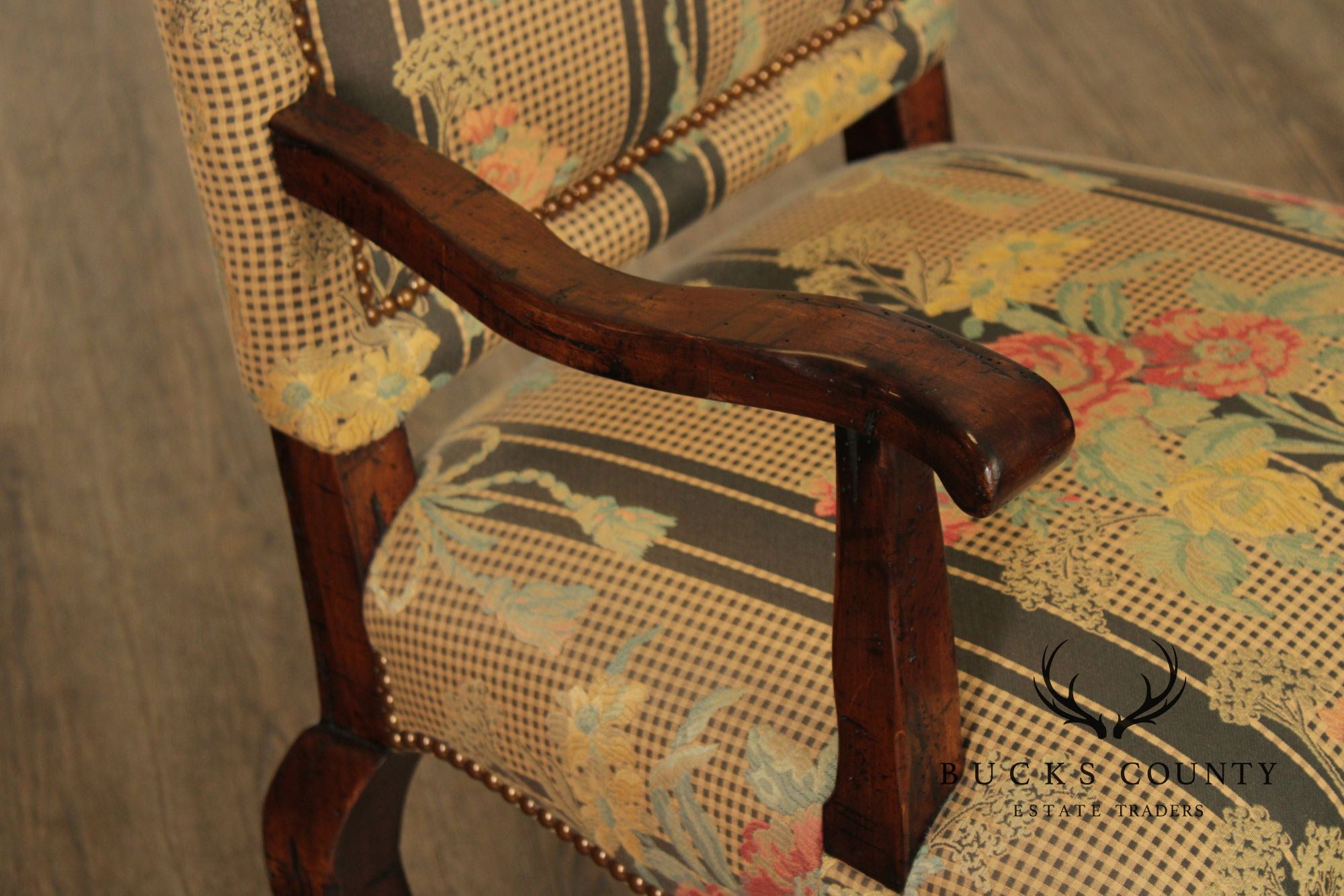 Guy Chaddock Set Of Six  French Country Style Carved Frame Upholstered Dining Chairs