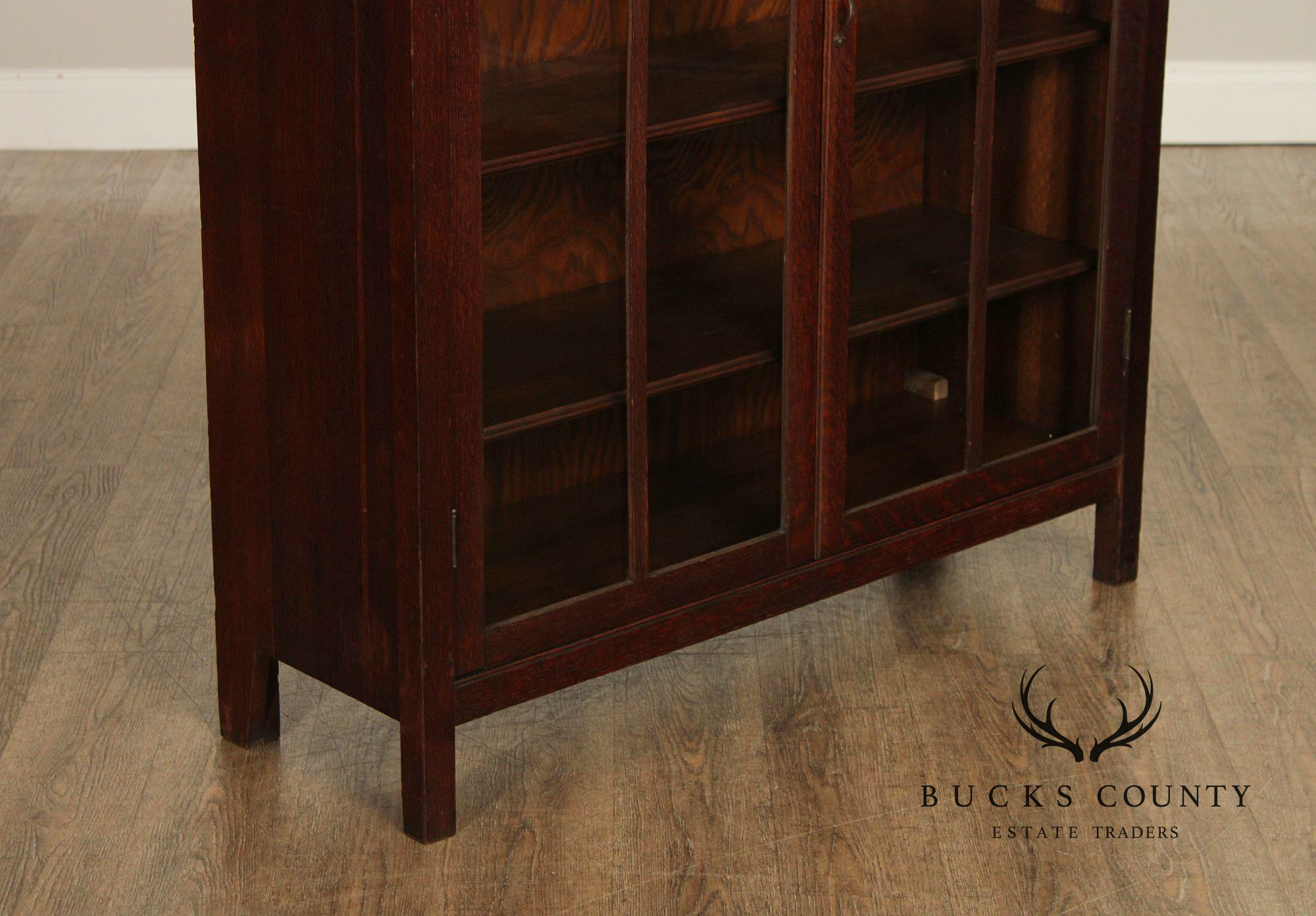 Antique Mission Oak Arts & Crafts Glass Door Bookcase