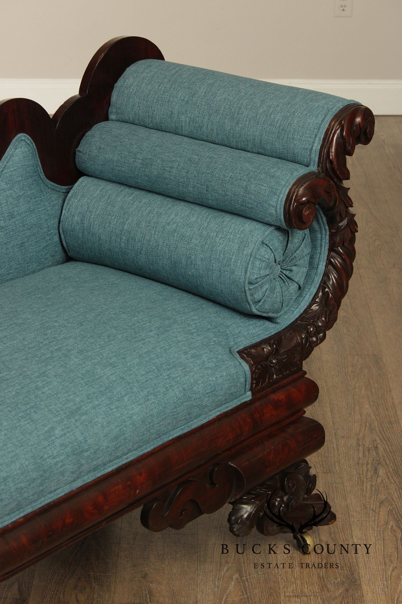 Antique American Classical Carved Mahogany Sofa