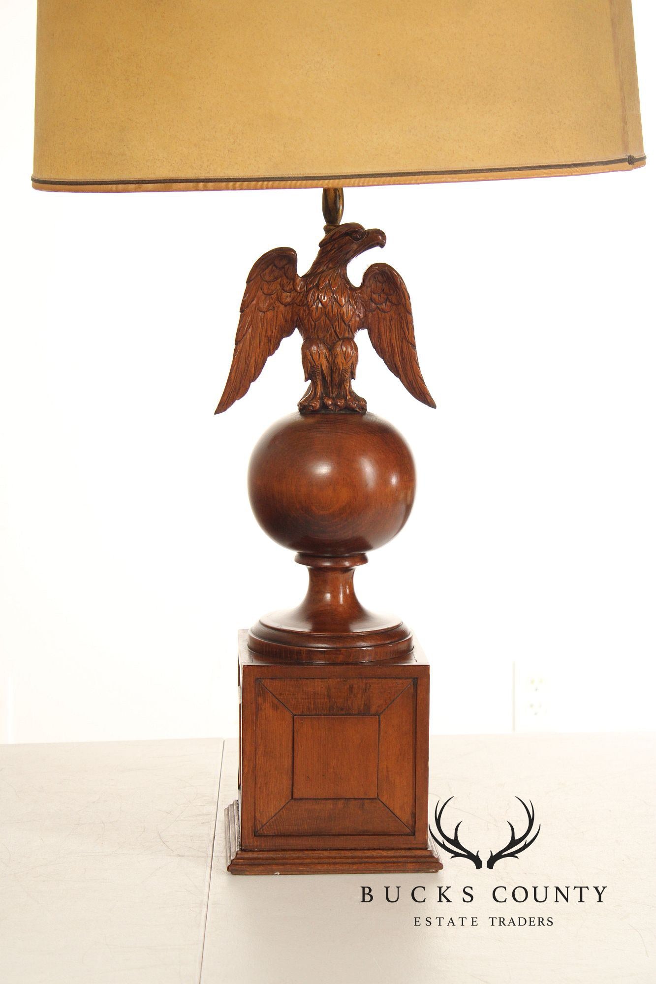 Federal Style Pair of Carved Wood Eagle Table Lamps