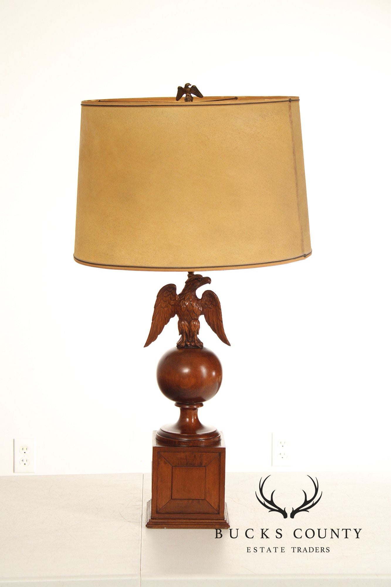 Federal Style Pair of Carved Wood Eagle Table Lamps