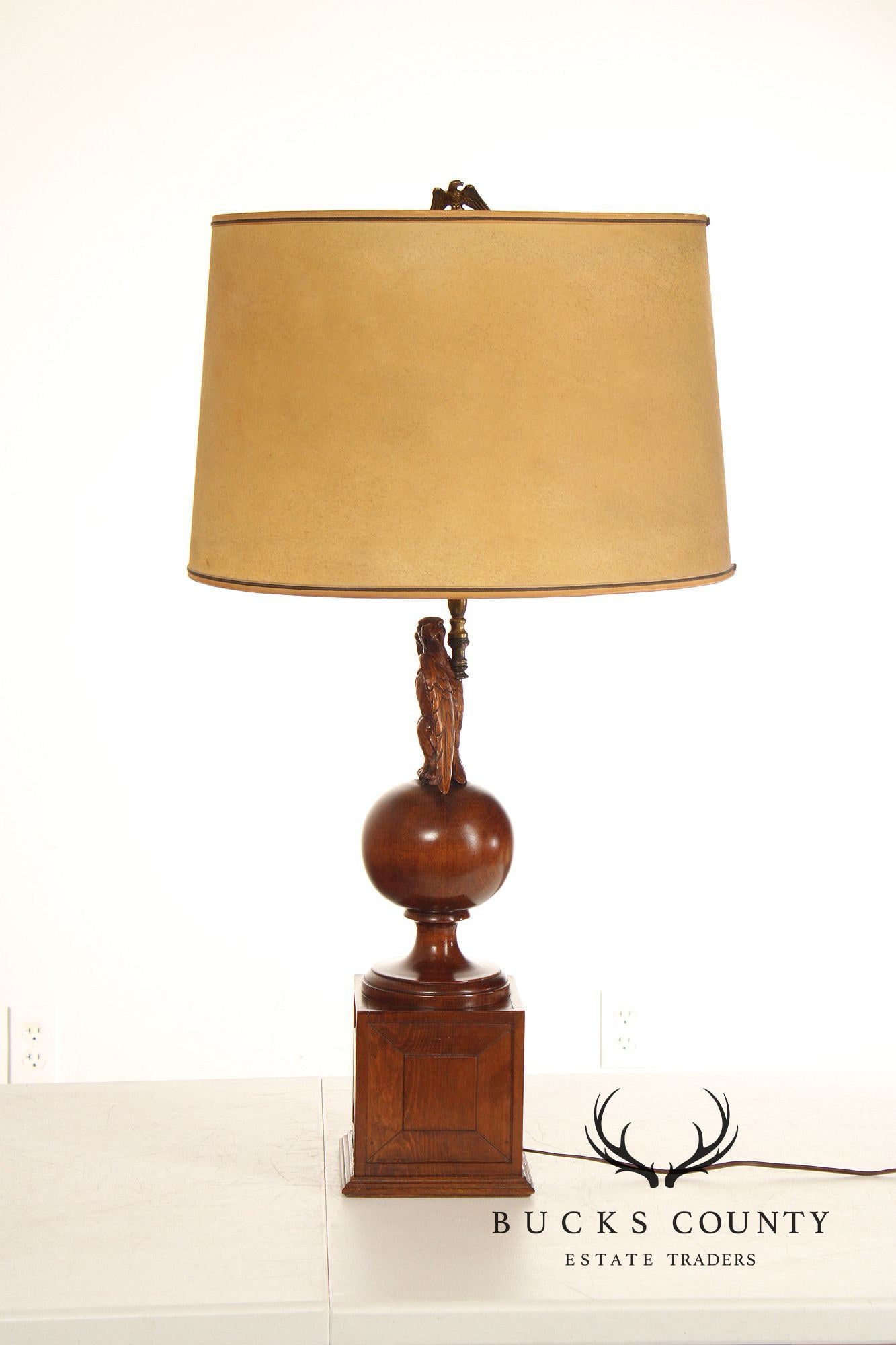Federal Style Pair of Carved Wood Eagle Table Lamps