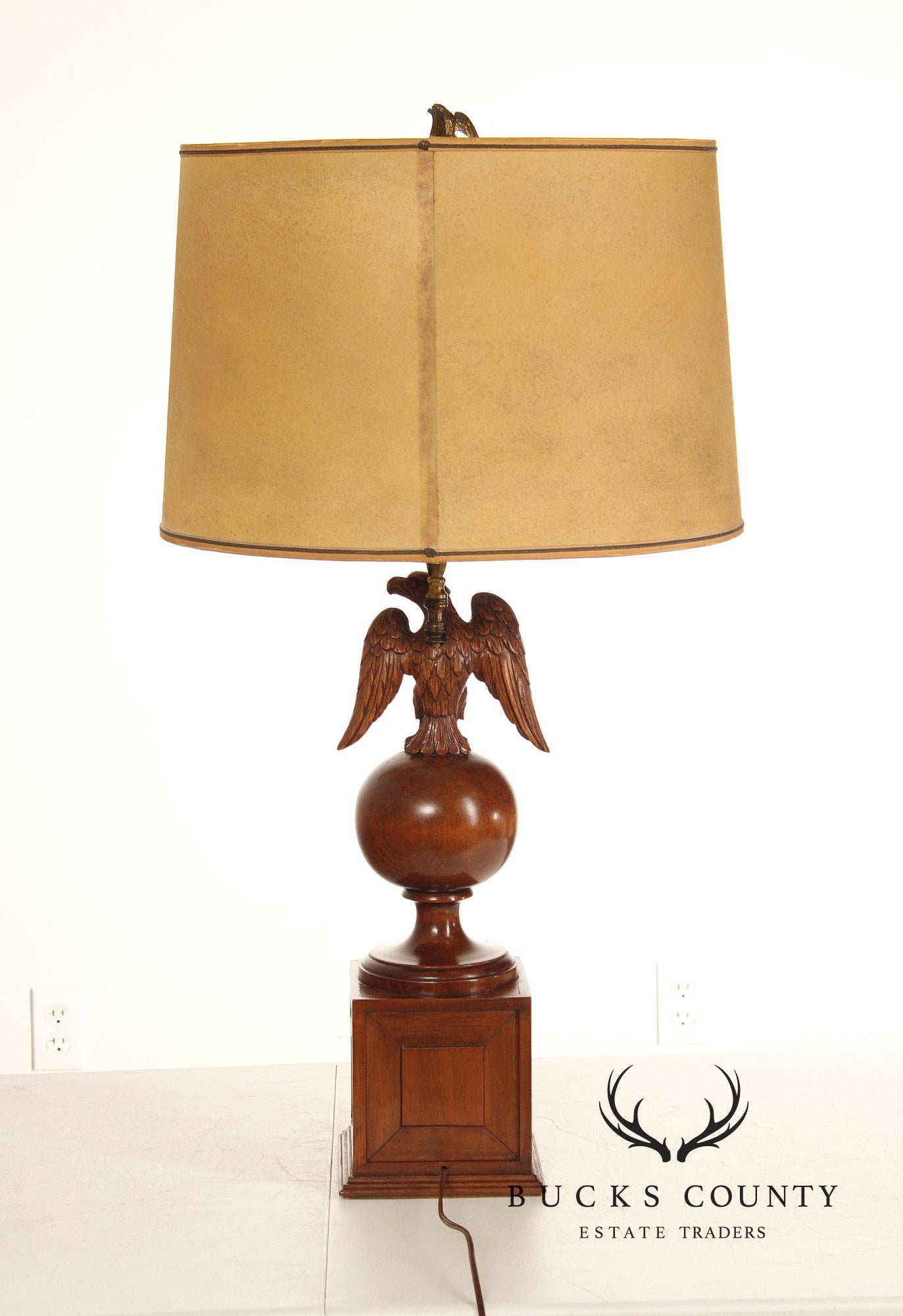 Federal Style Pair of Carved Wood Eagle Table Lamps