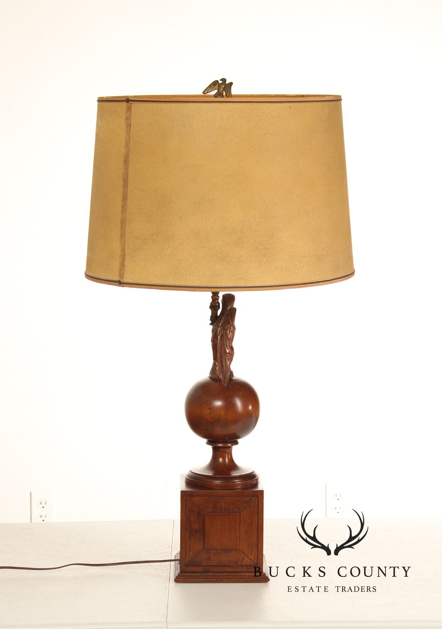 Federal Style Pair of Carved Wood Eagle Table Lamps