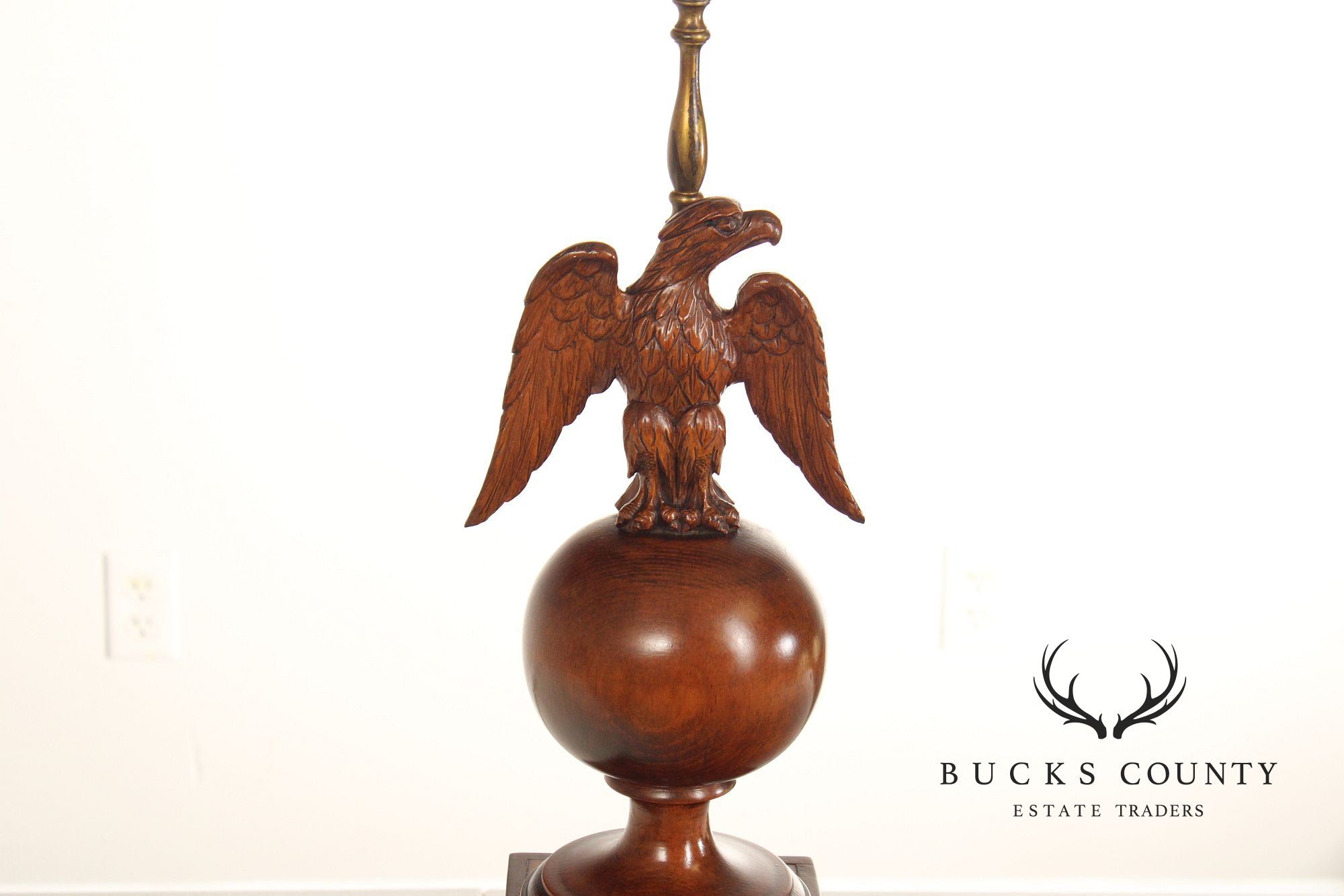 Federal Style Pair of Carved Wood Eagle Table Lamps