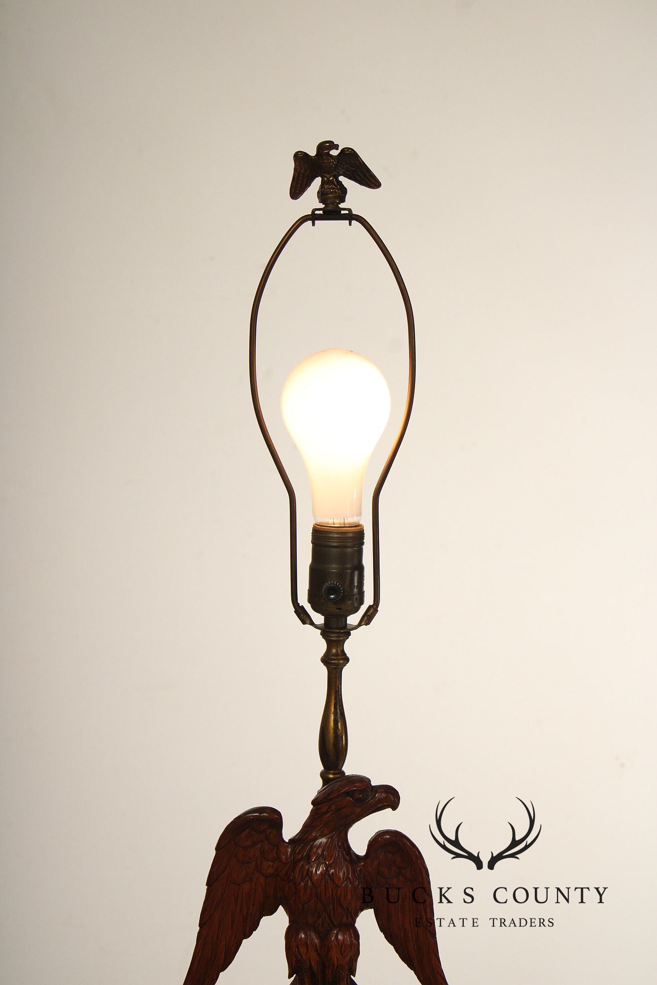 Federal Style Pair of Carved Wood Eagle Table Lamps