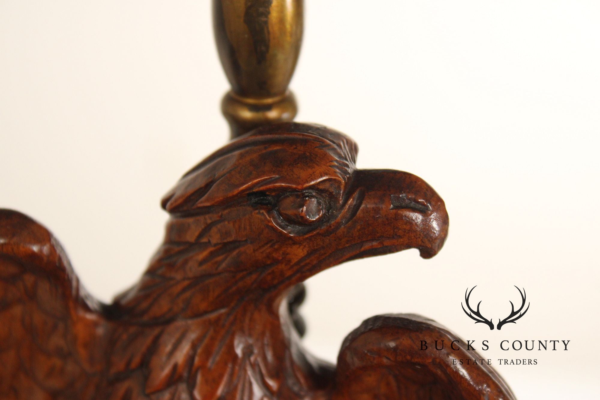 Federal Style Pair of Carved Wood Eagle Table Lamps