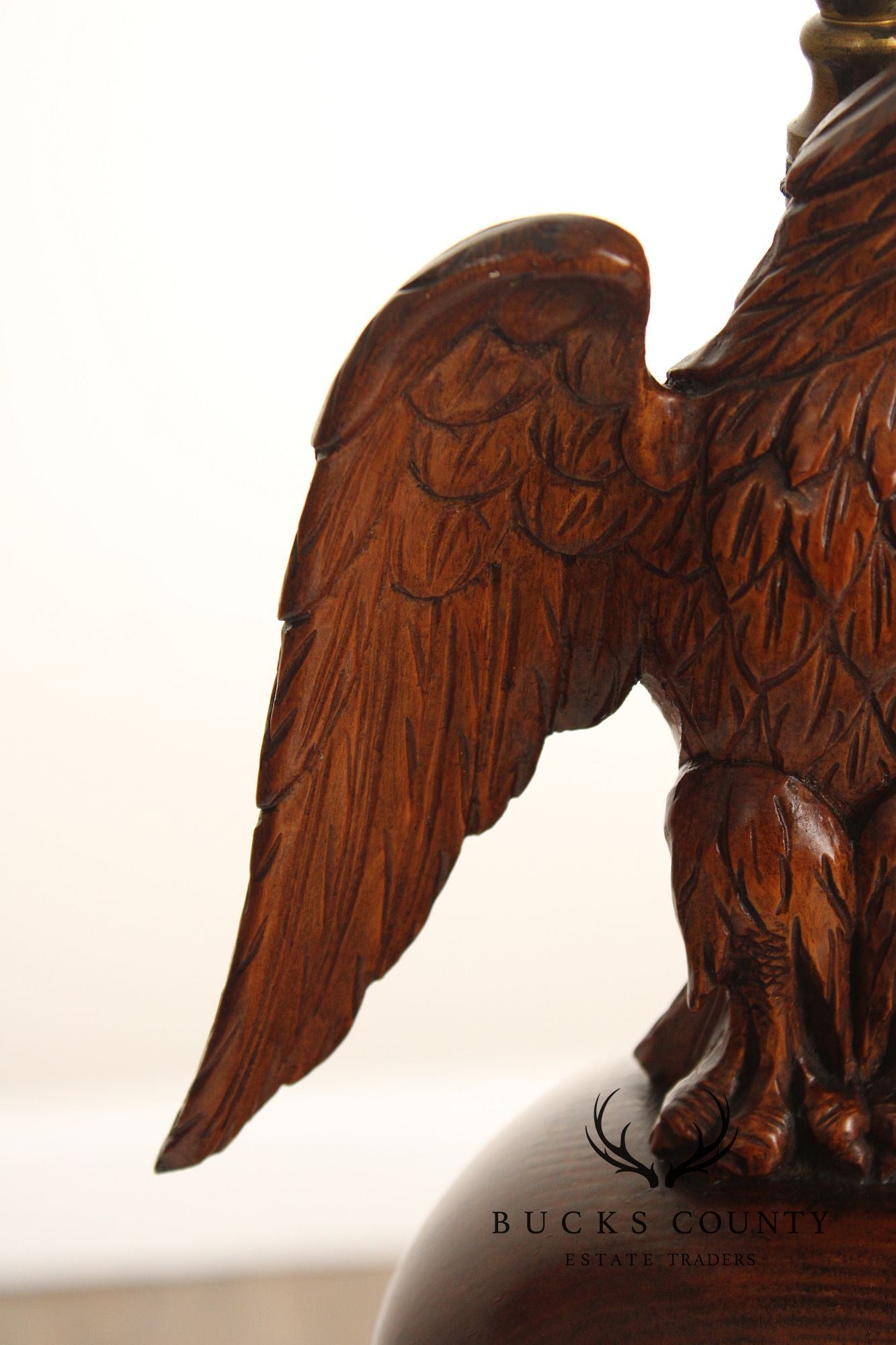 Federal Style Pair of Carved Wood Eagle Table Lamps