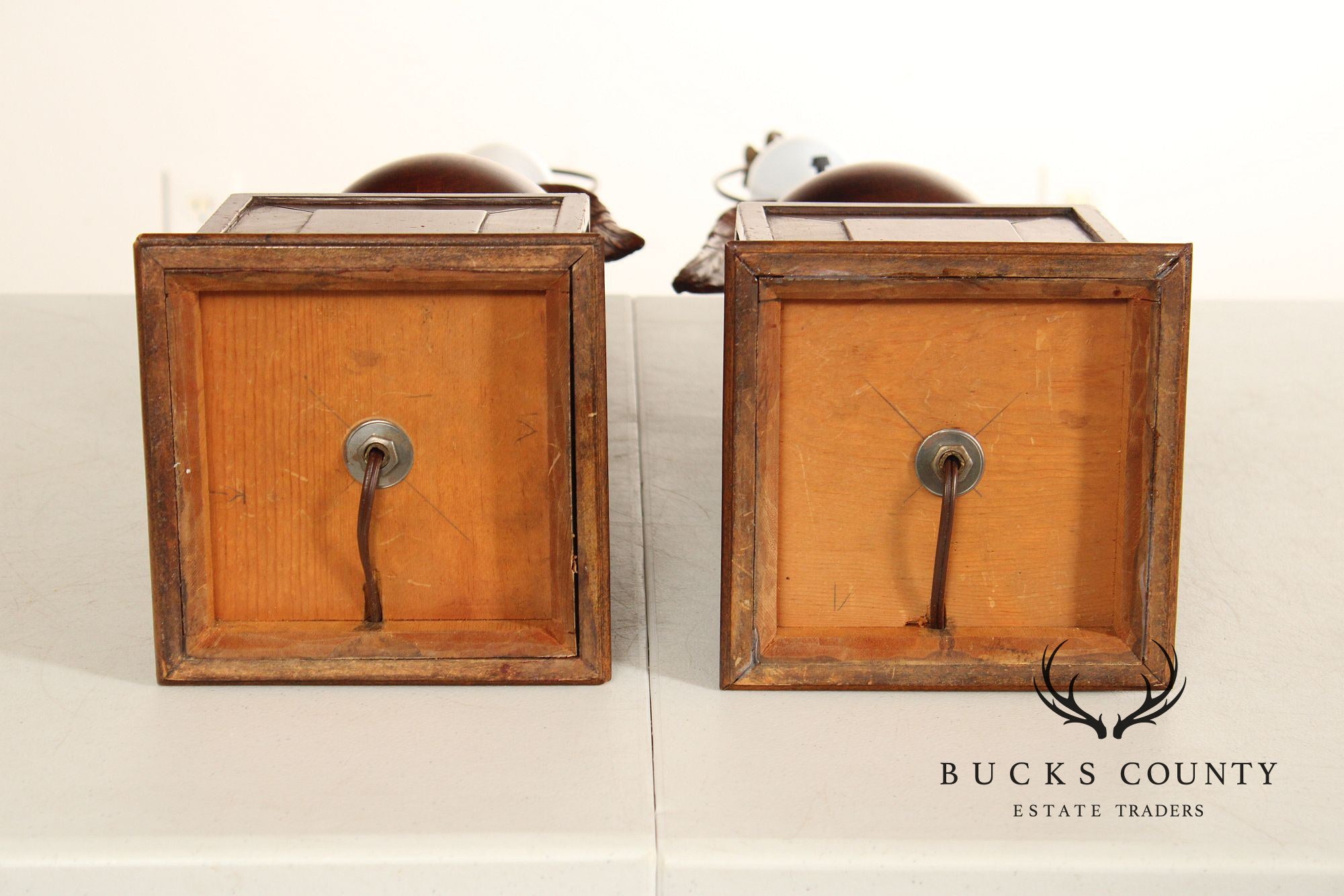 Federal Style Pair of Carved Wood Eagle Table Lamps
