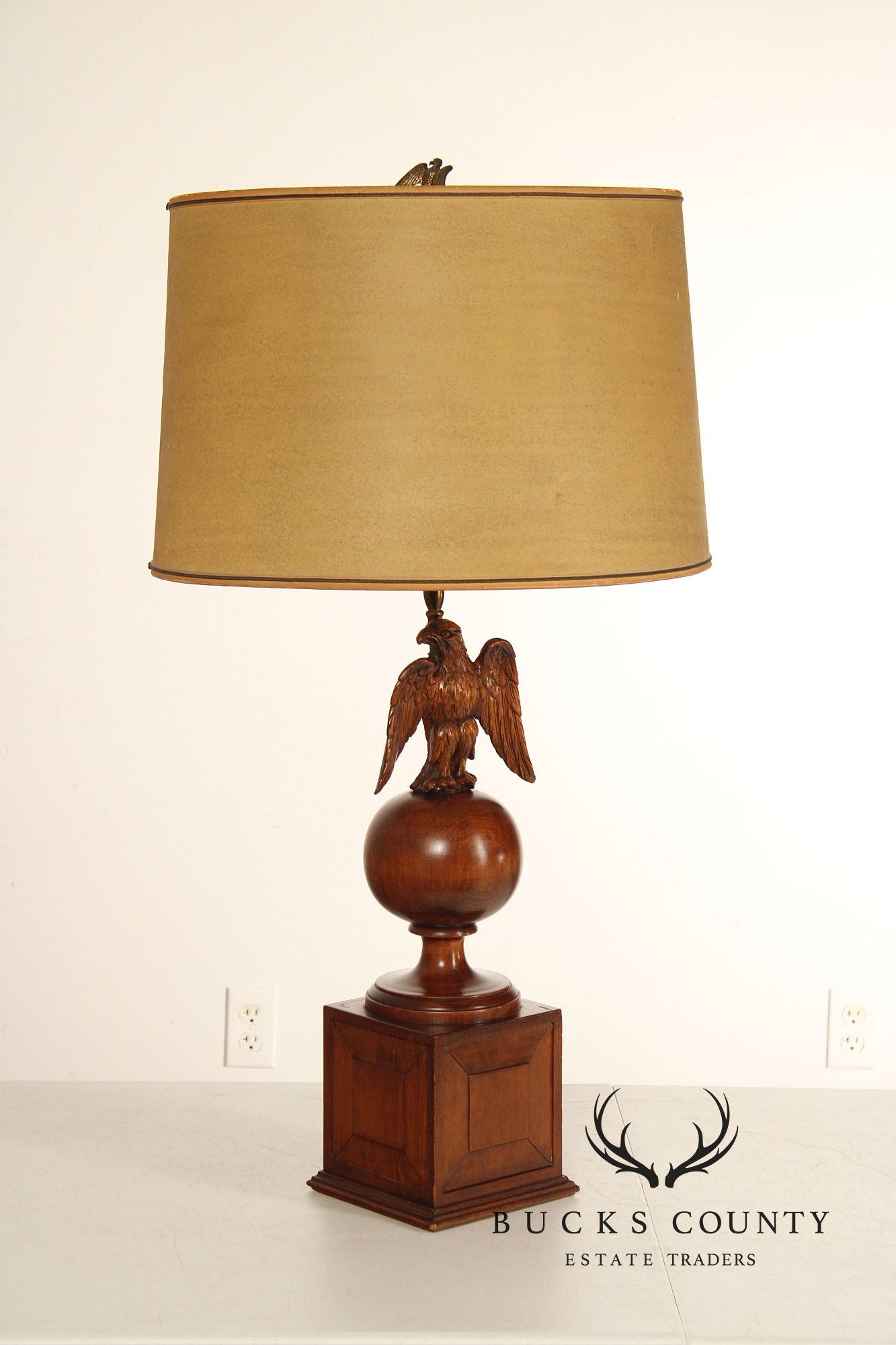 Federal Style Pair of Carved Wood Eagle Table Lamps