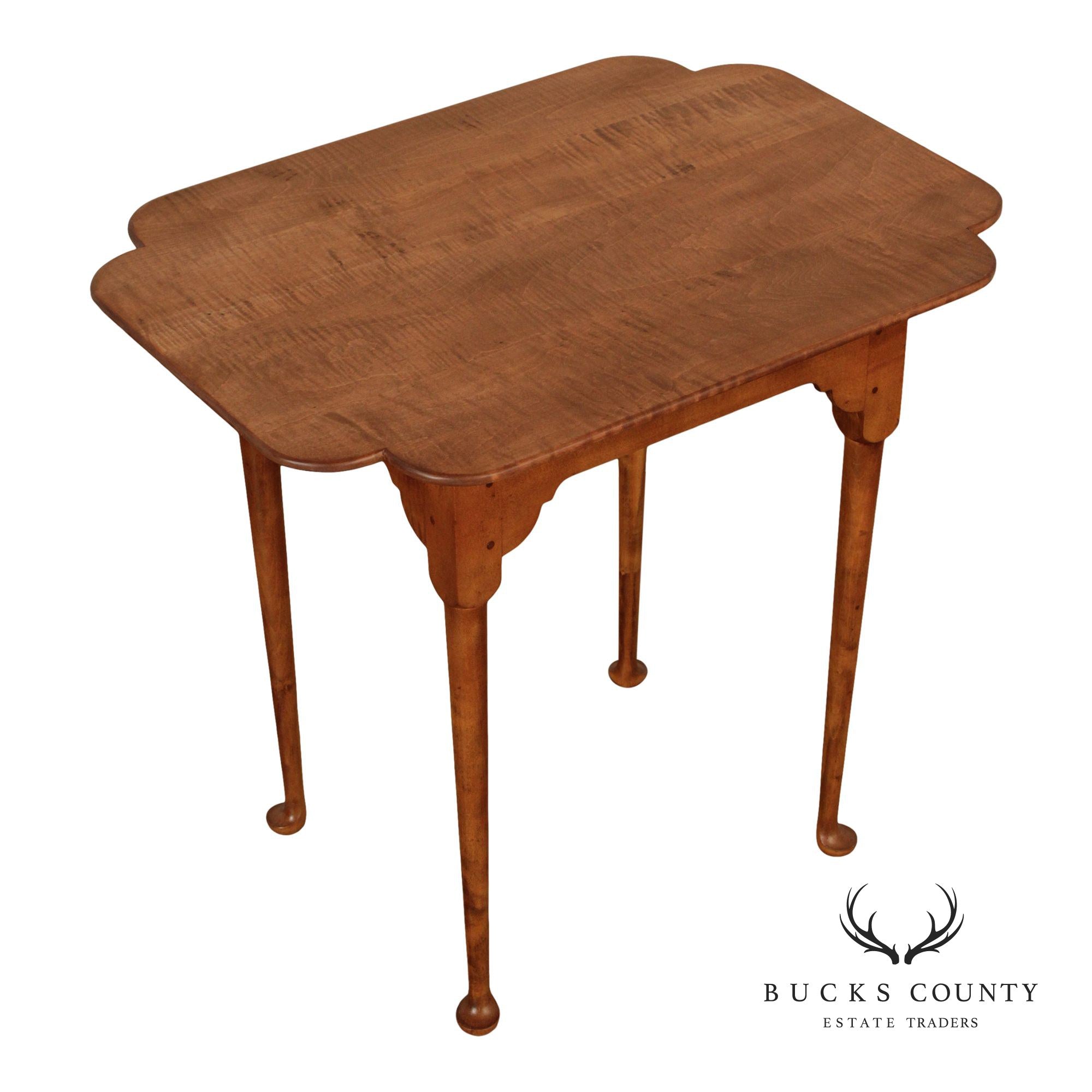 Custom Quality Queen Anne Style Tiger Maple Side Table