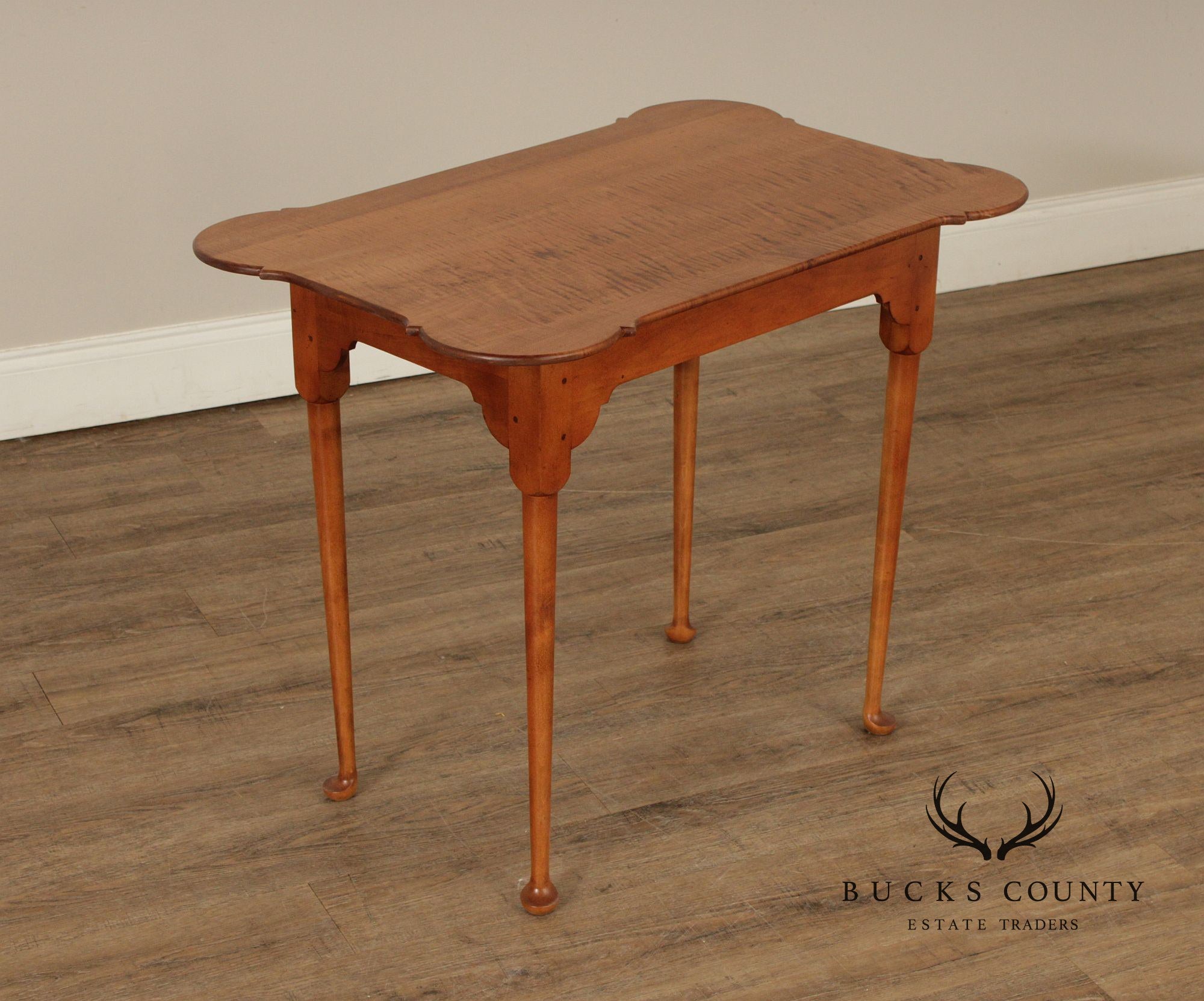 Custom Quality Queen Anne Style Tiger Maple Side Table