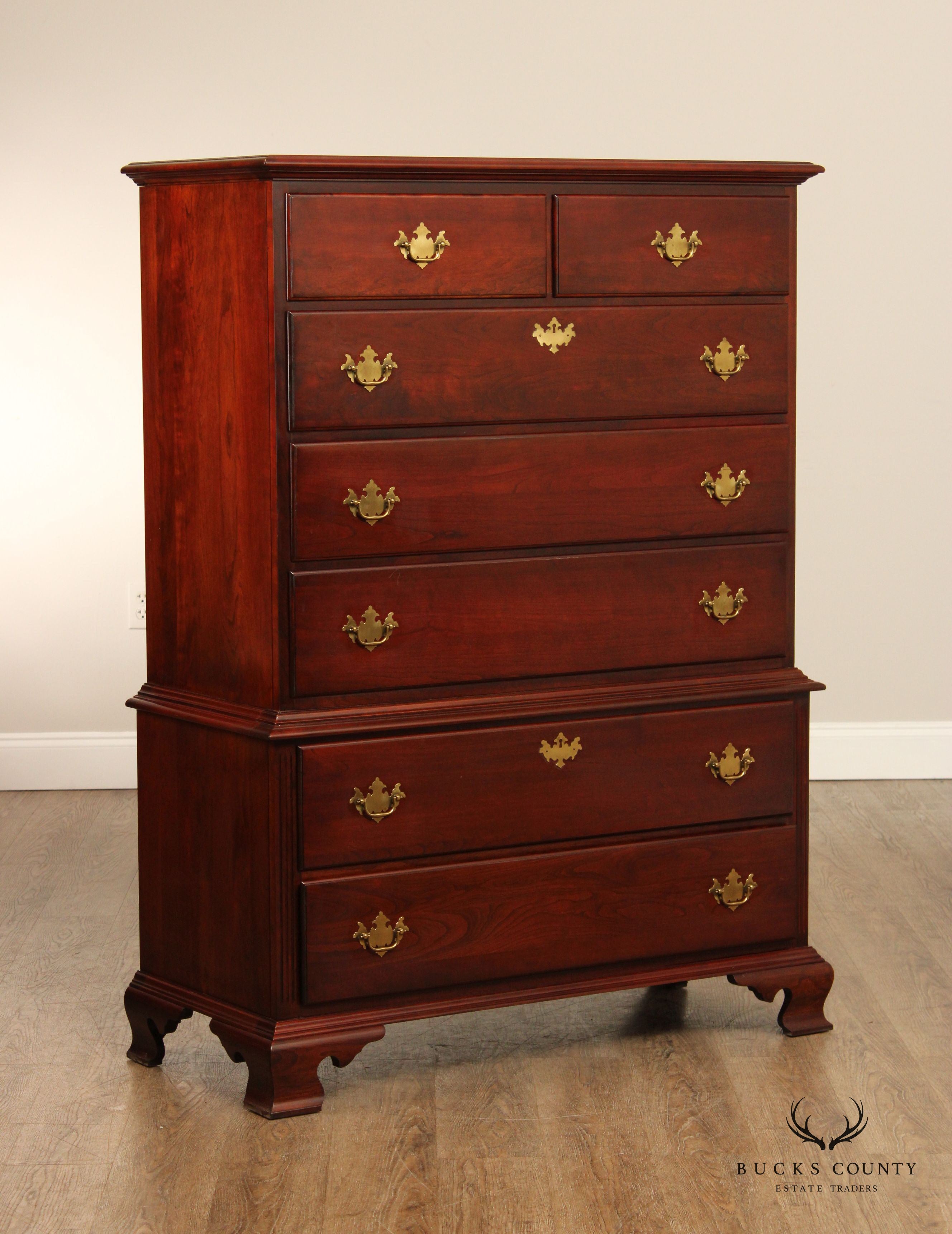 Nathan Hale Chippendale Style Vintage Cherry Tall Chest