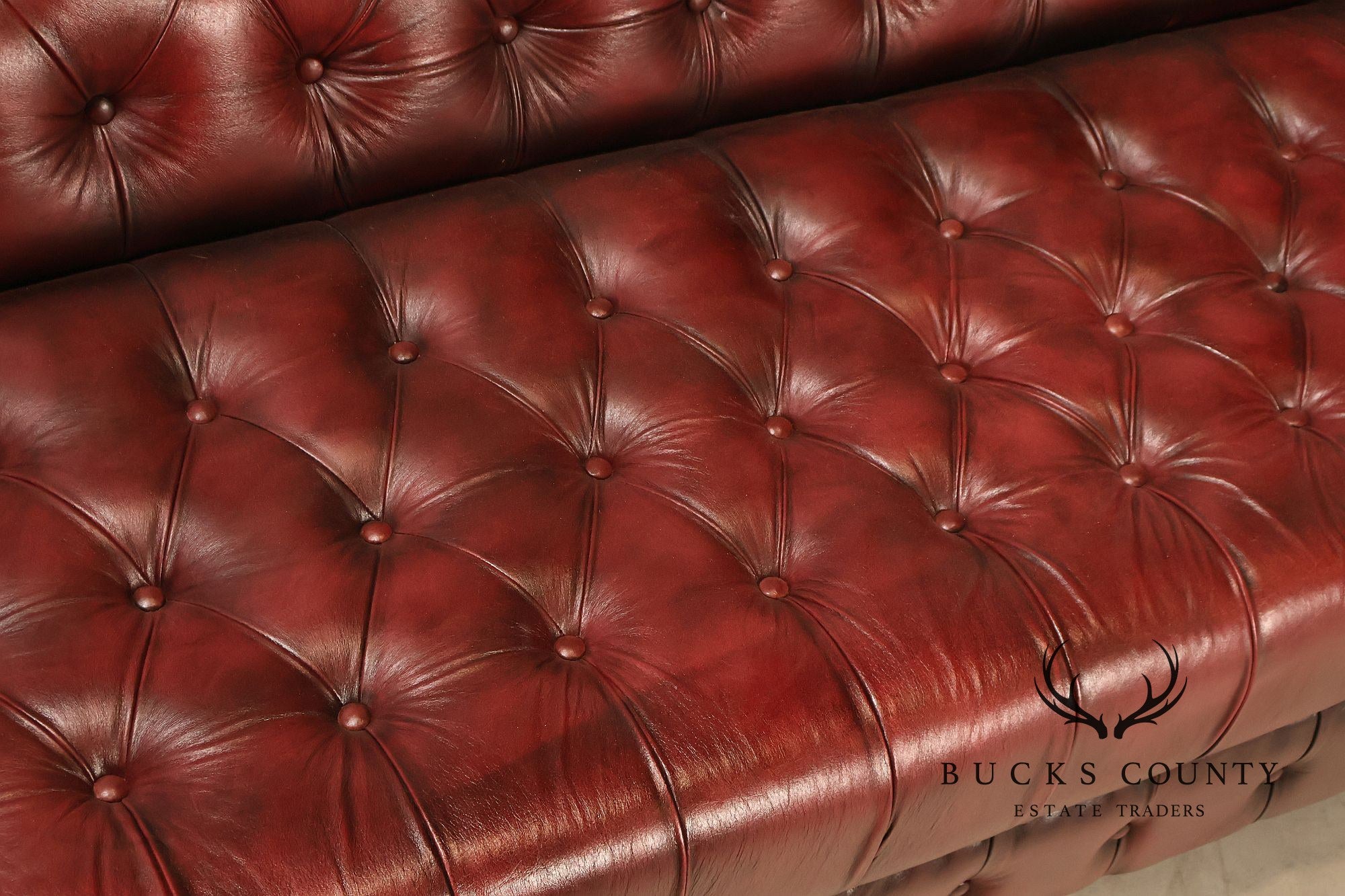 Chesterfield Style 7 Foot Oxford Red Tufted Leather Sofa