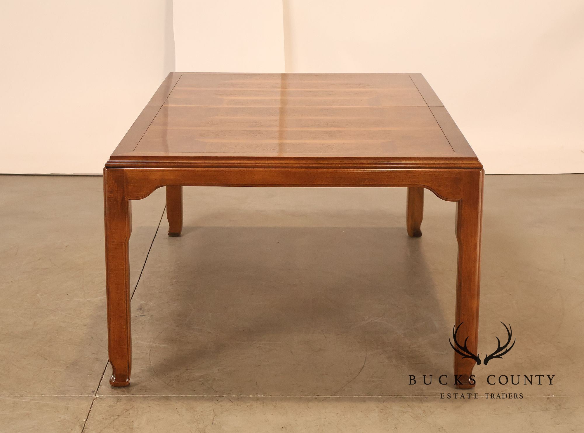 Century Furniture Chin Hua Burl Wood Parsons Expandable Dining Table