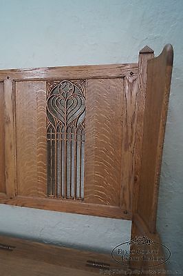 Jonathan Charles Tudor Oak Gothic Style Settee w/ Storage