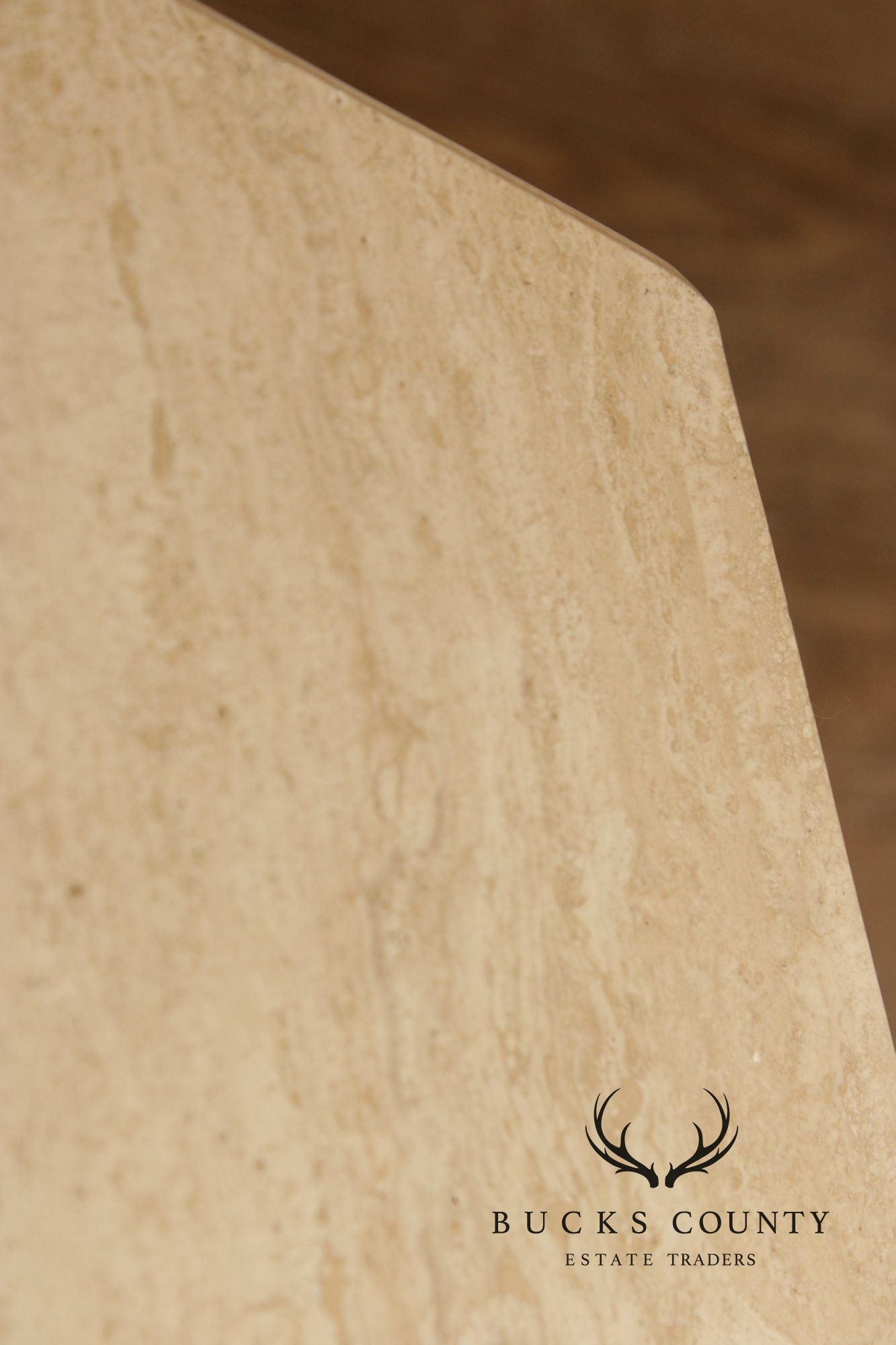 Postmodern Hexagonal Travertine Side Table Or Pedestal