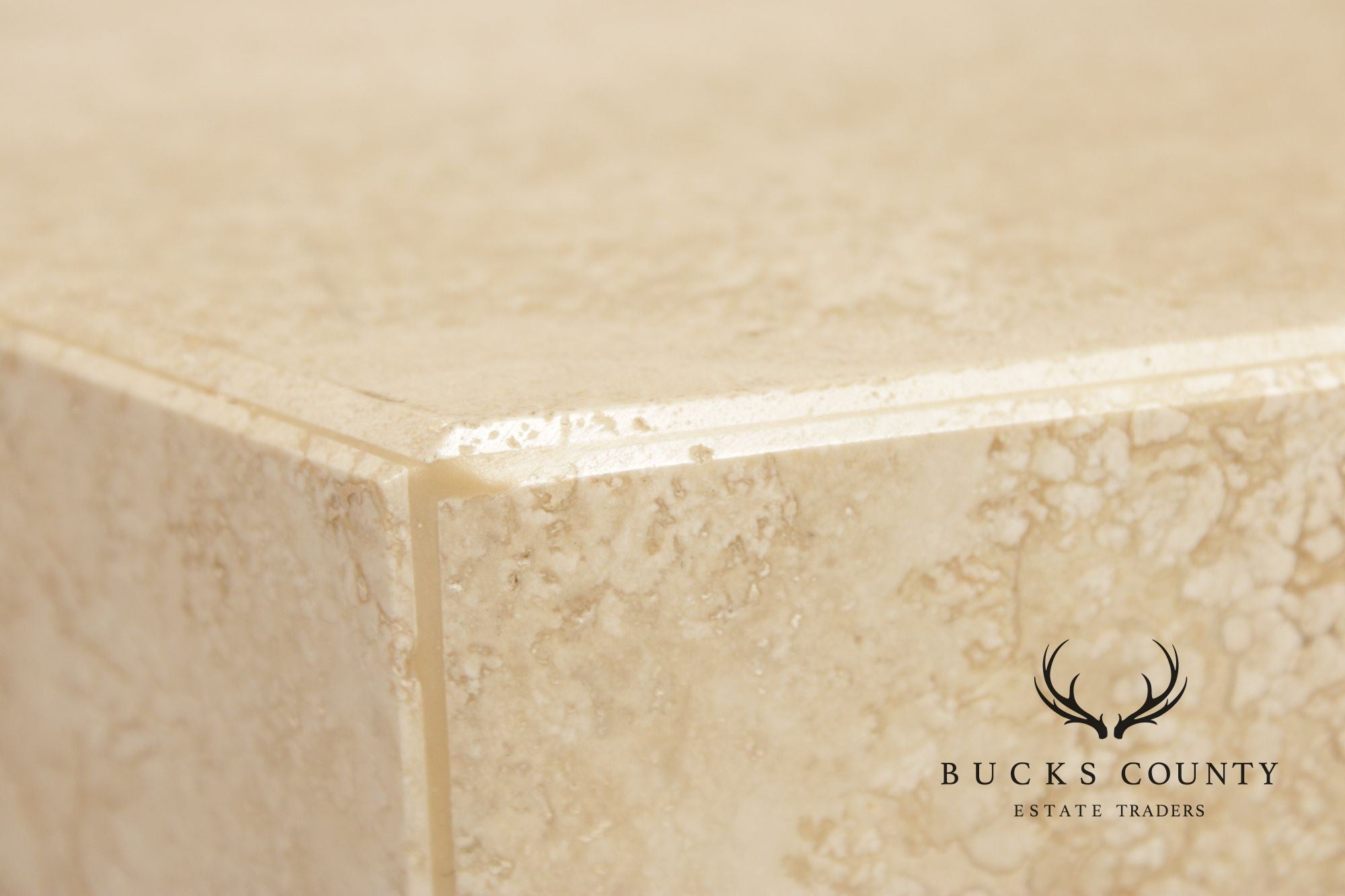 Postmodern Hexagonal Travertine Side Table Or Pedestal