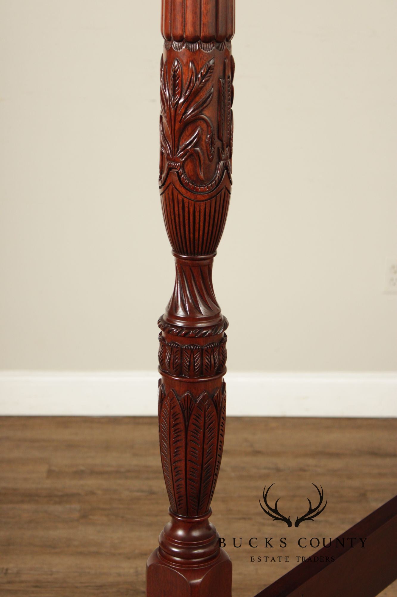 Henkel Harris King Four Poster Mahogany Rice Carved Bed