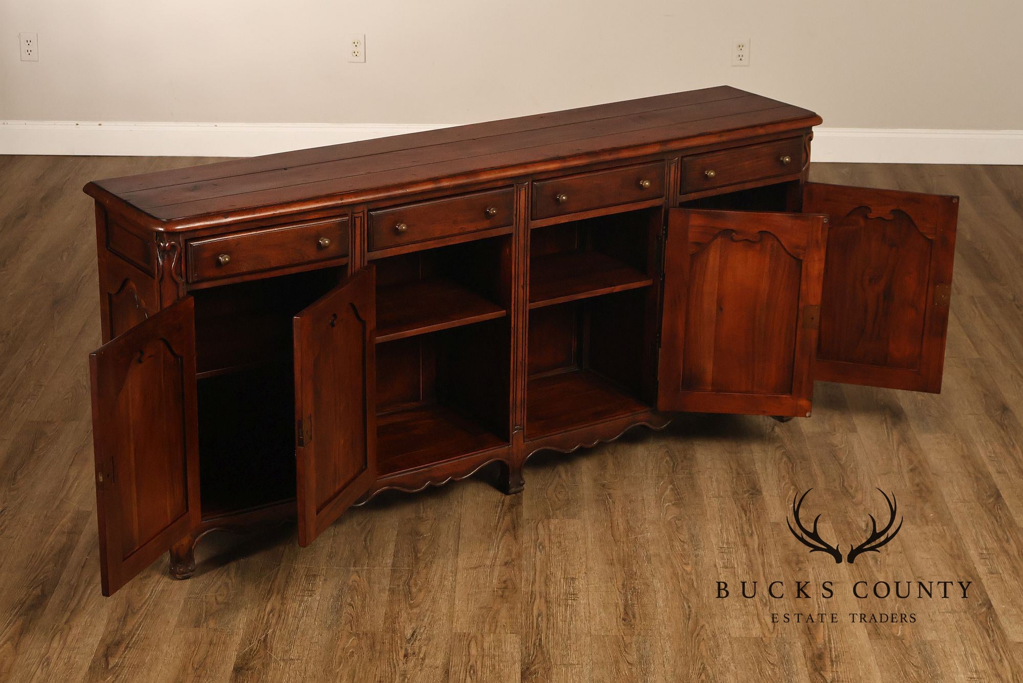 Morgan Hill French Country Style Carved Wood Buffet Sideboard Server