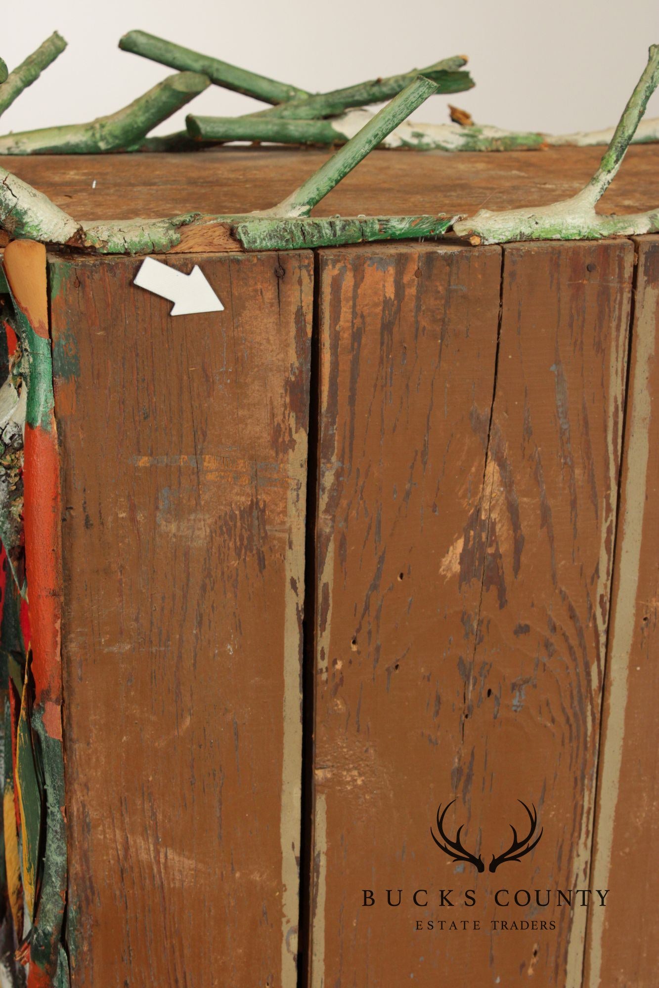 Folk Art Painted Stick Cabinet