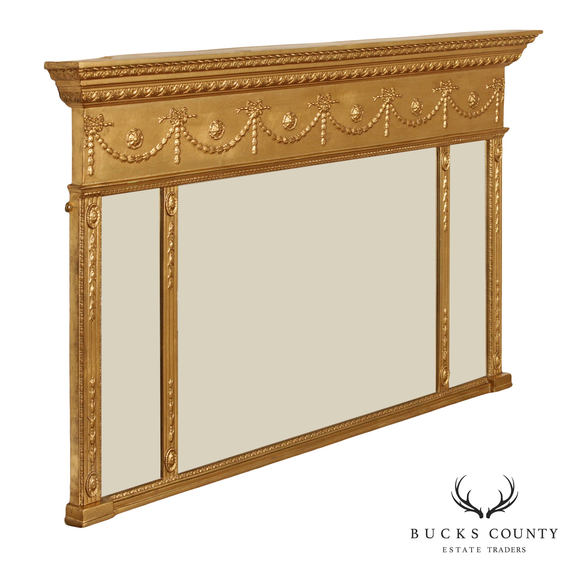 Adam Style Giltwood Tripartite Mantel Mirror