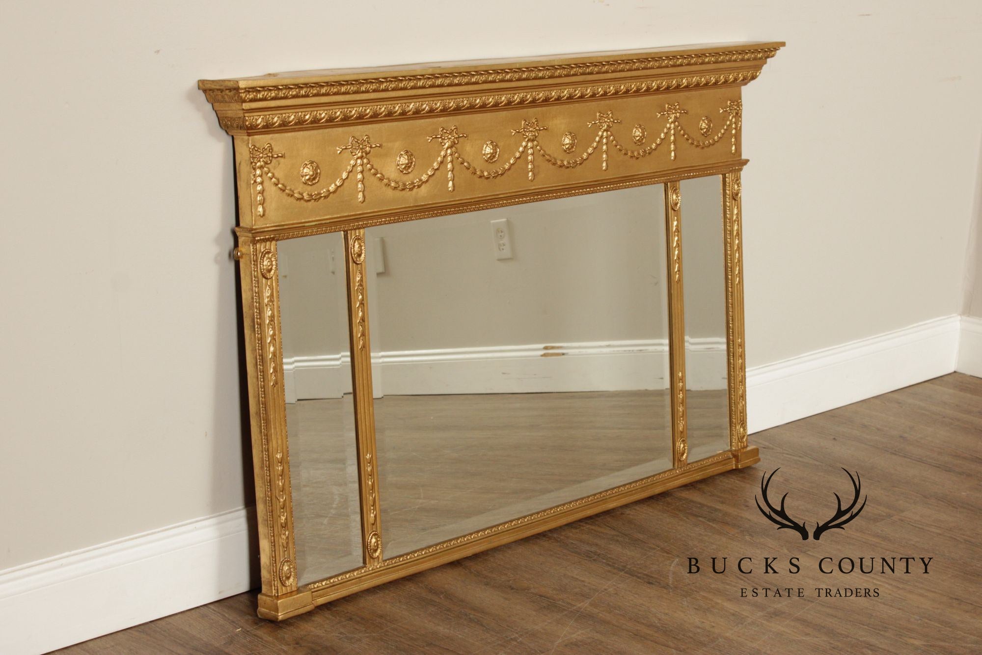 Adam Style Giltwood Tripartite Mantel Mirror