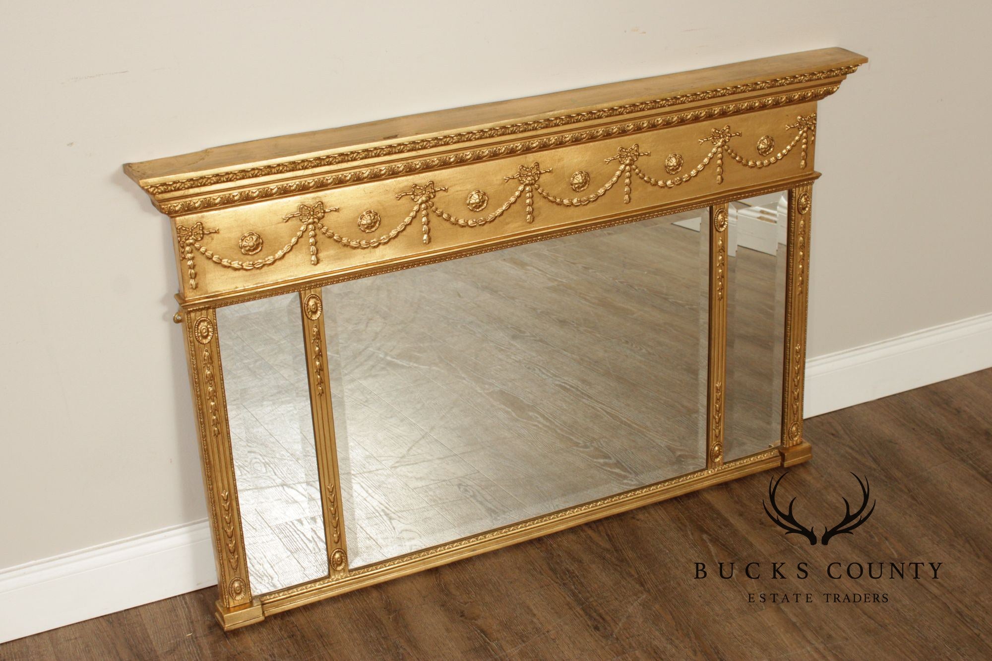 Adam Style Giltwood Tripartite Mantel Mirror