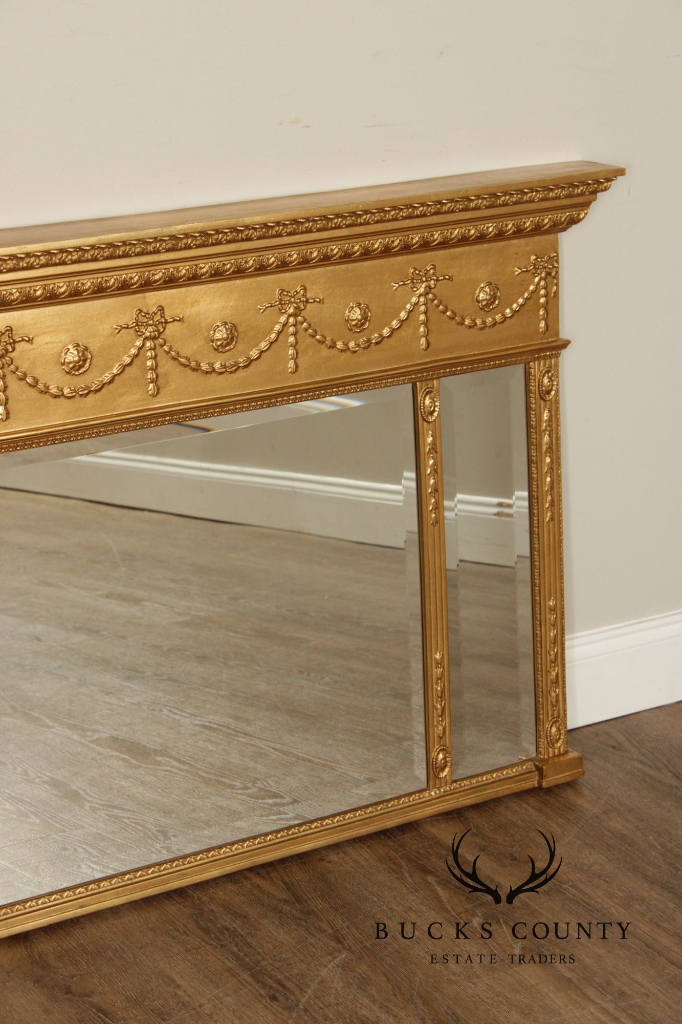 Adam Style Giltwood Tripartite Mantel Mirror