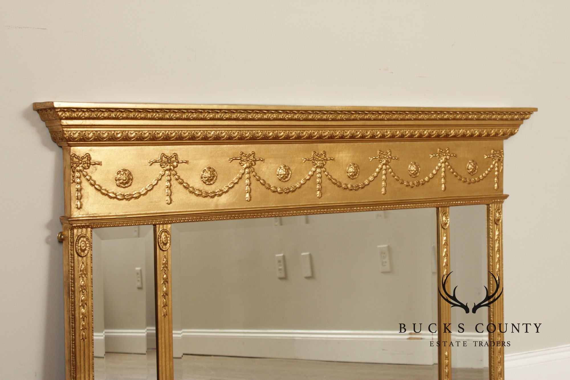 Adam Style Giltwood Tripartite Mantel Mirror