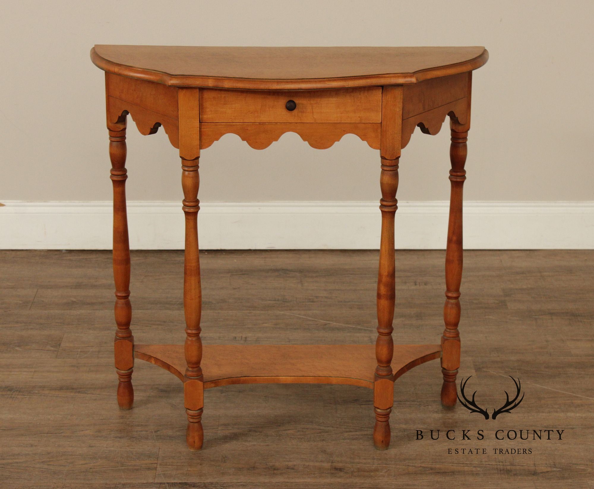 Colonial Style Bird's Eye Maple Narrow Hall Table