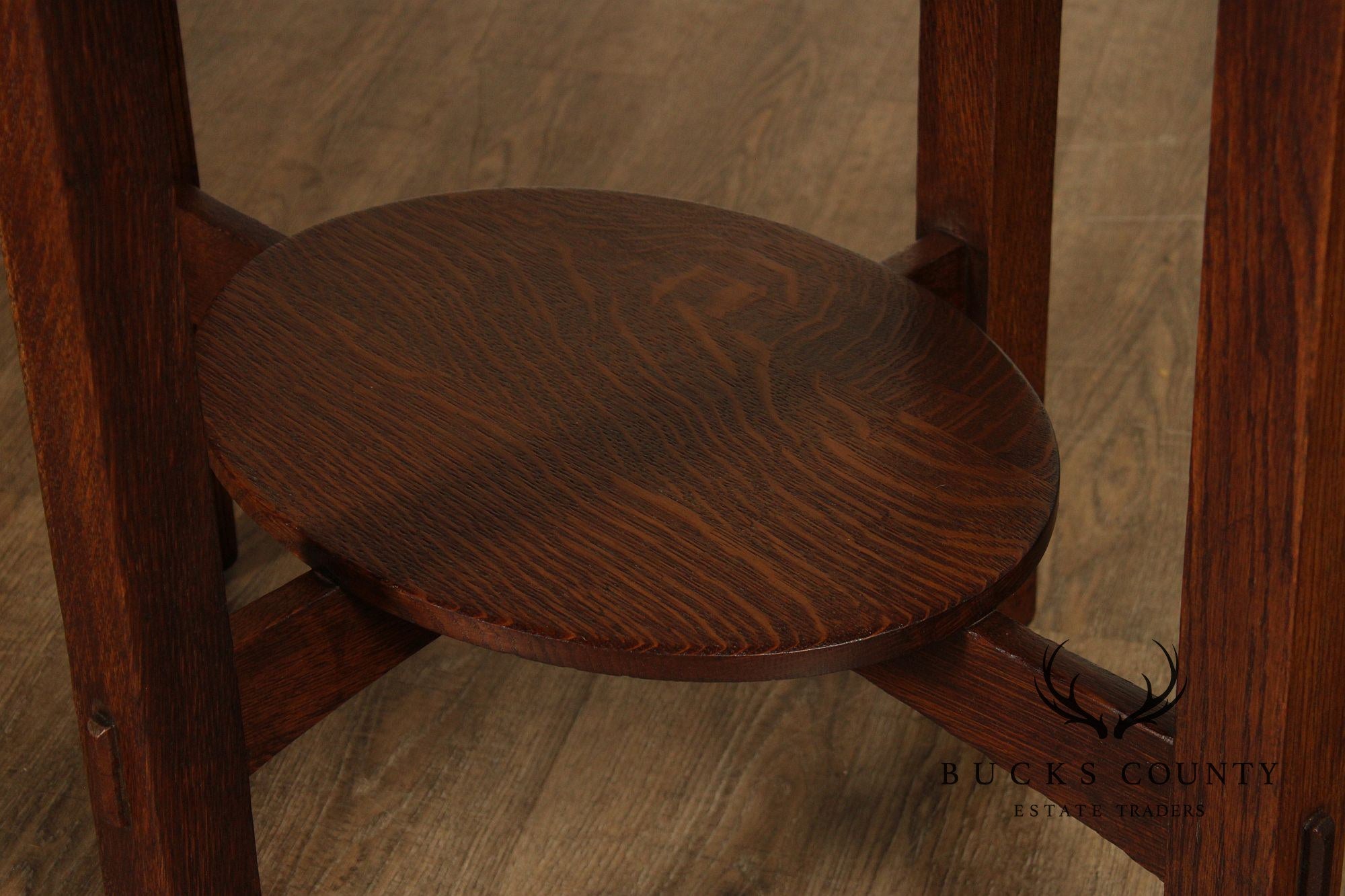 Antique Stickley Brothers Mission Oak Oval Lamp Table