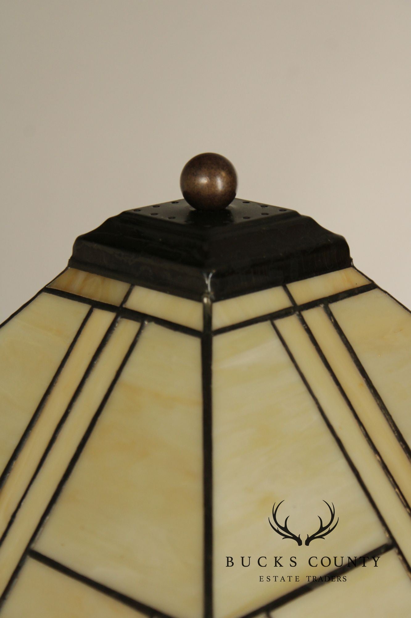 Stickley Mission Collection Cherry And Art Glass Table Lamp