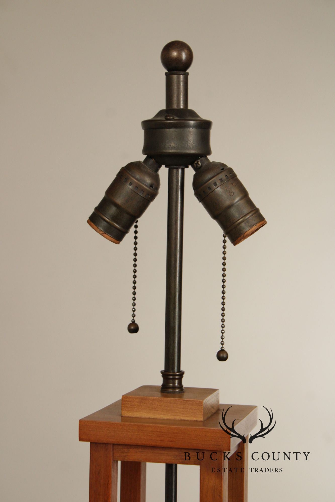 Stickley Mission Collection Cherry And Art Glass Table Lamp