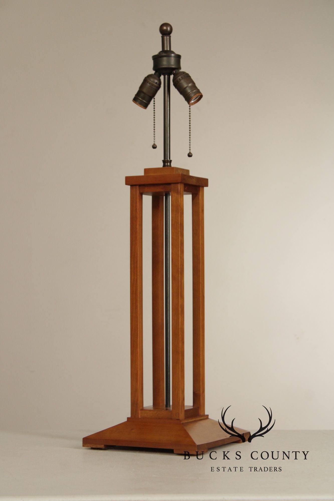 Stickley Mission Collection Cherry And Art Glass Table Lamp