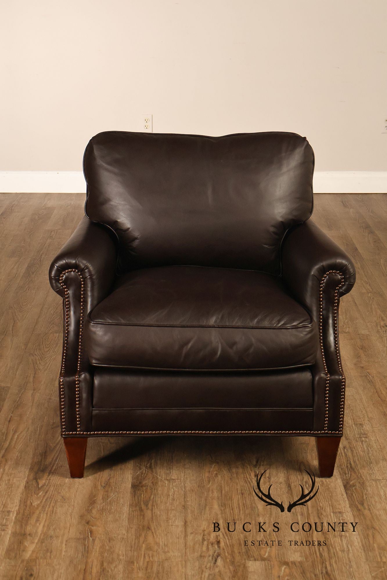 Baker Furniture Pair of Leather Club Chairs