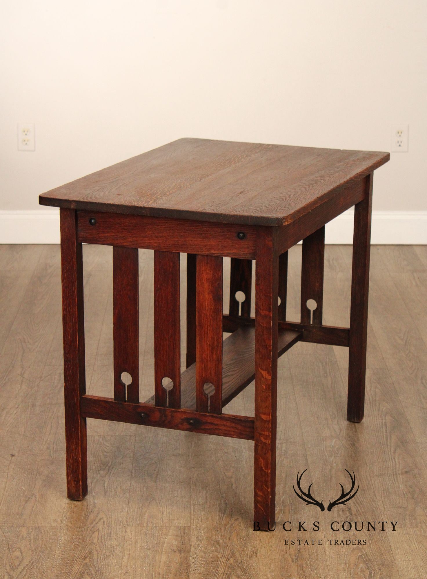 Antique Arts & Crafts Period Oak Library Table