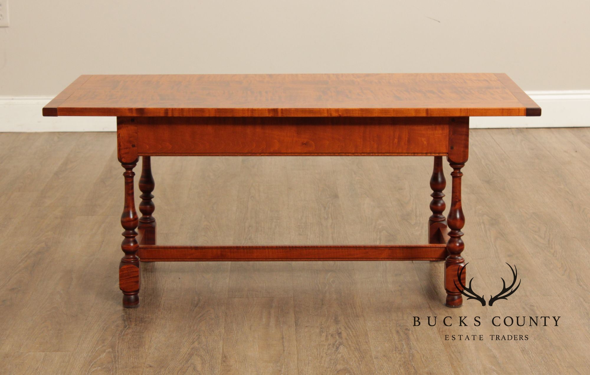 Farmhouse Style Tiger Maple Trestle Coffee Table