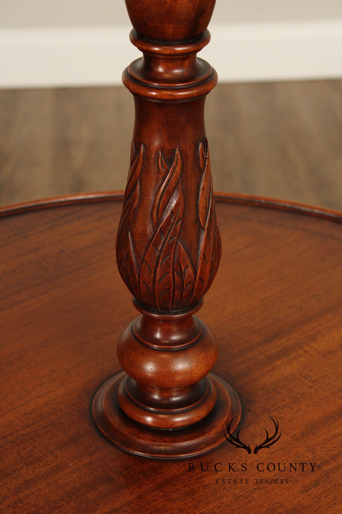 Federal Style Mahogany Floor Lamp Side Table