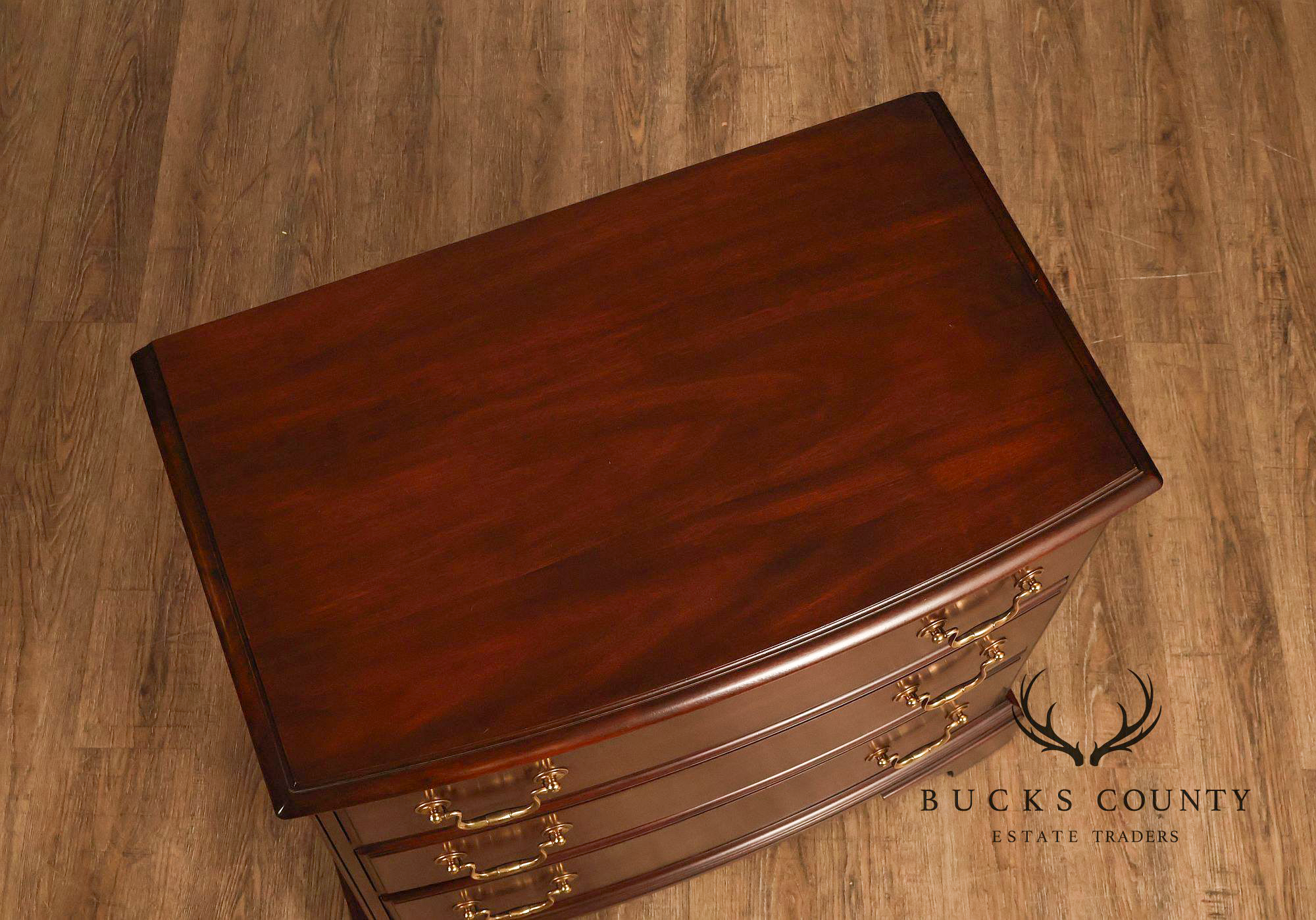 Henkel Harris Chippendale Style Pair Of Mahogany Bowfront Three-Drawer Nightstands