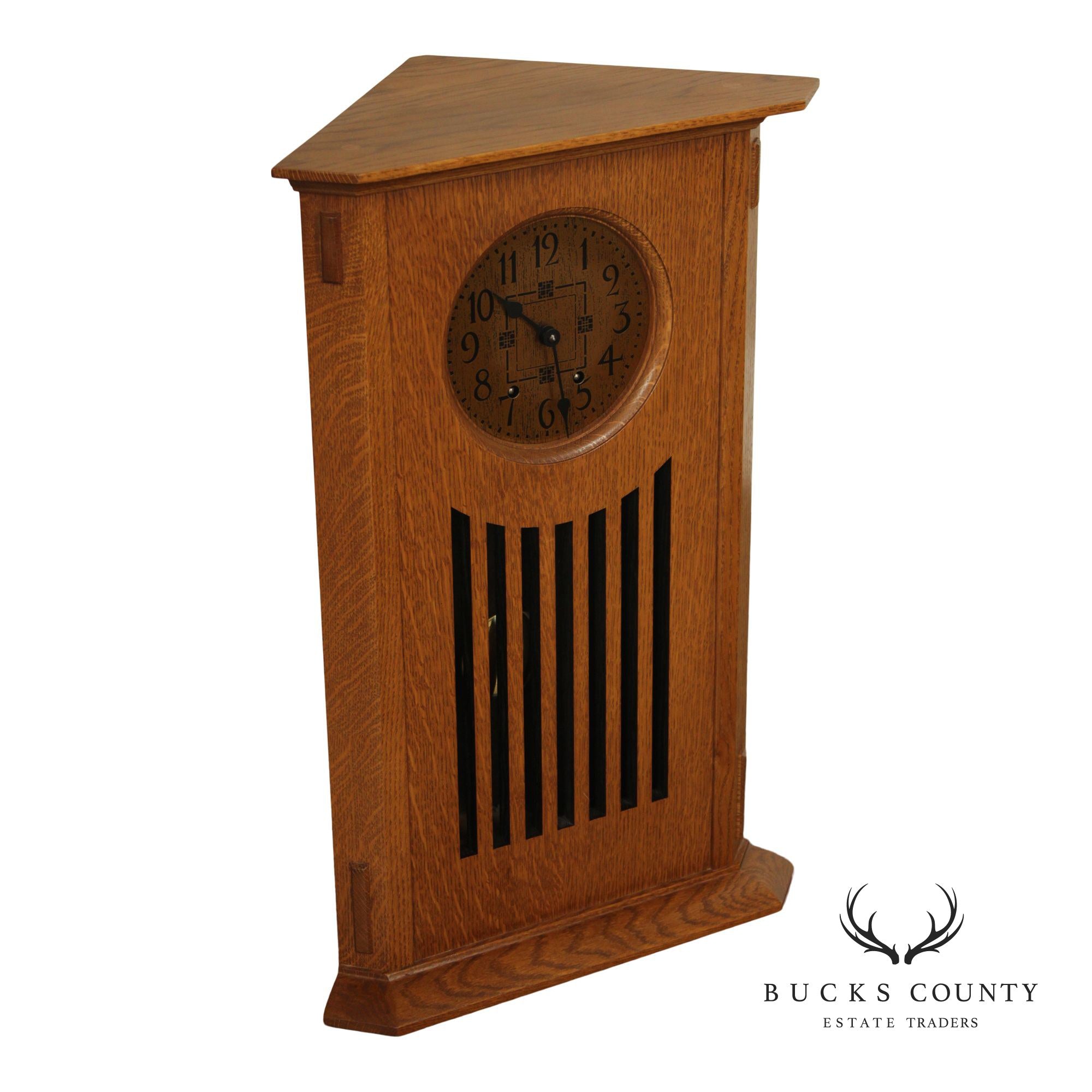 Stickley Mission Collection Oak Corner Clock