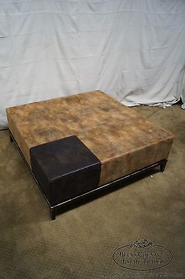 Large Leather Frame Square Ottoman