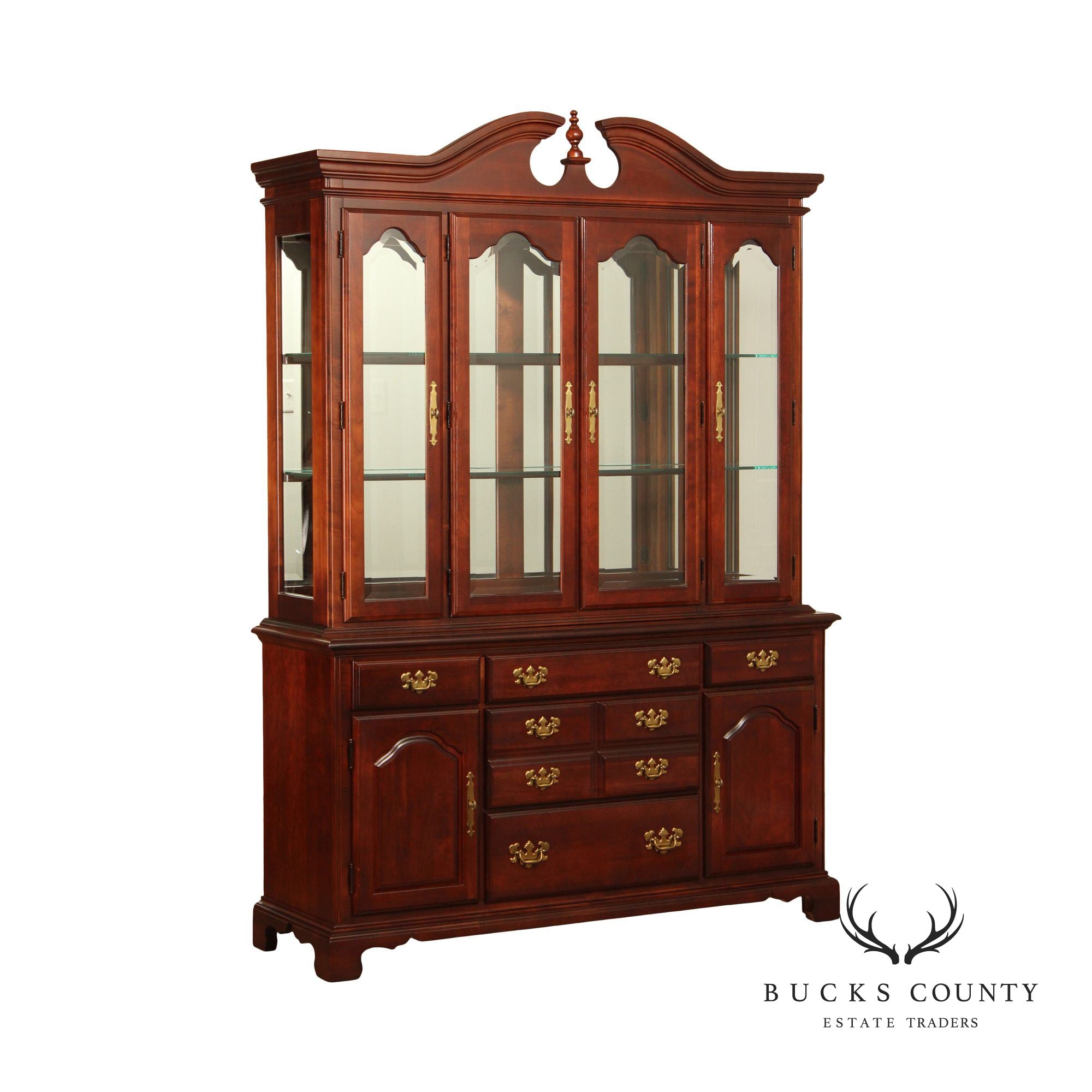 American Drew Chippendale Style Cherry China Cabinet