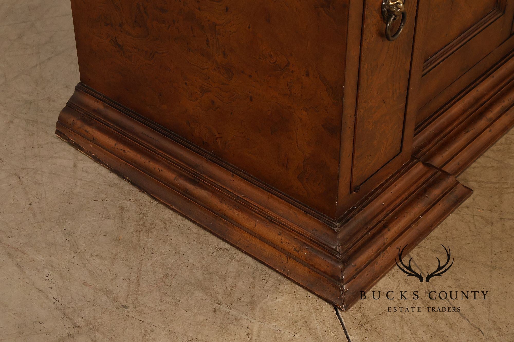 Large Classical Style Burl Wood Open Bookcase With Corinthian Columns