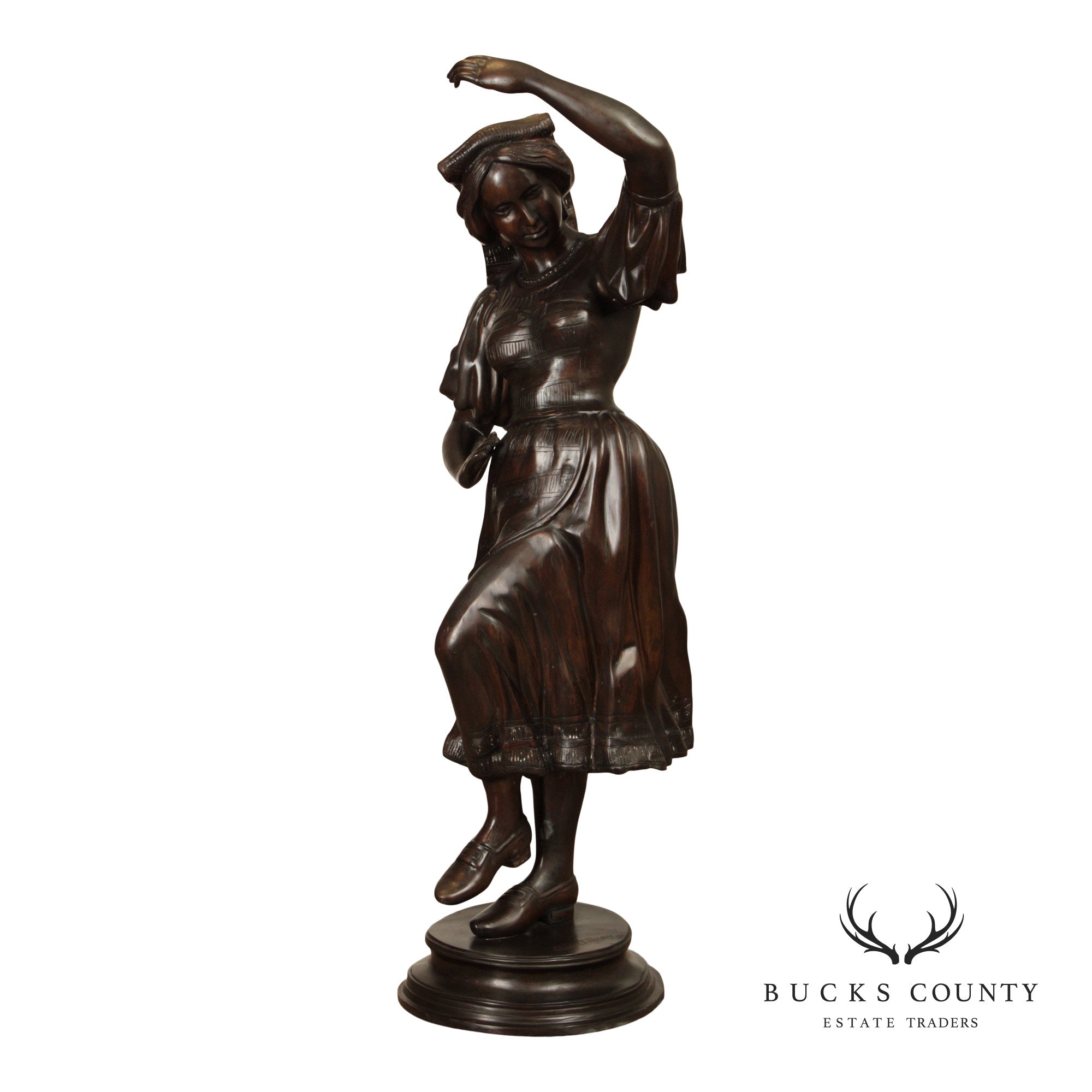 August Moreau Large Patinated Bronze Statue of a Dancer