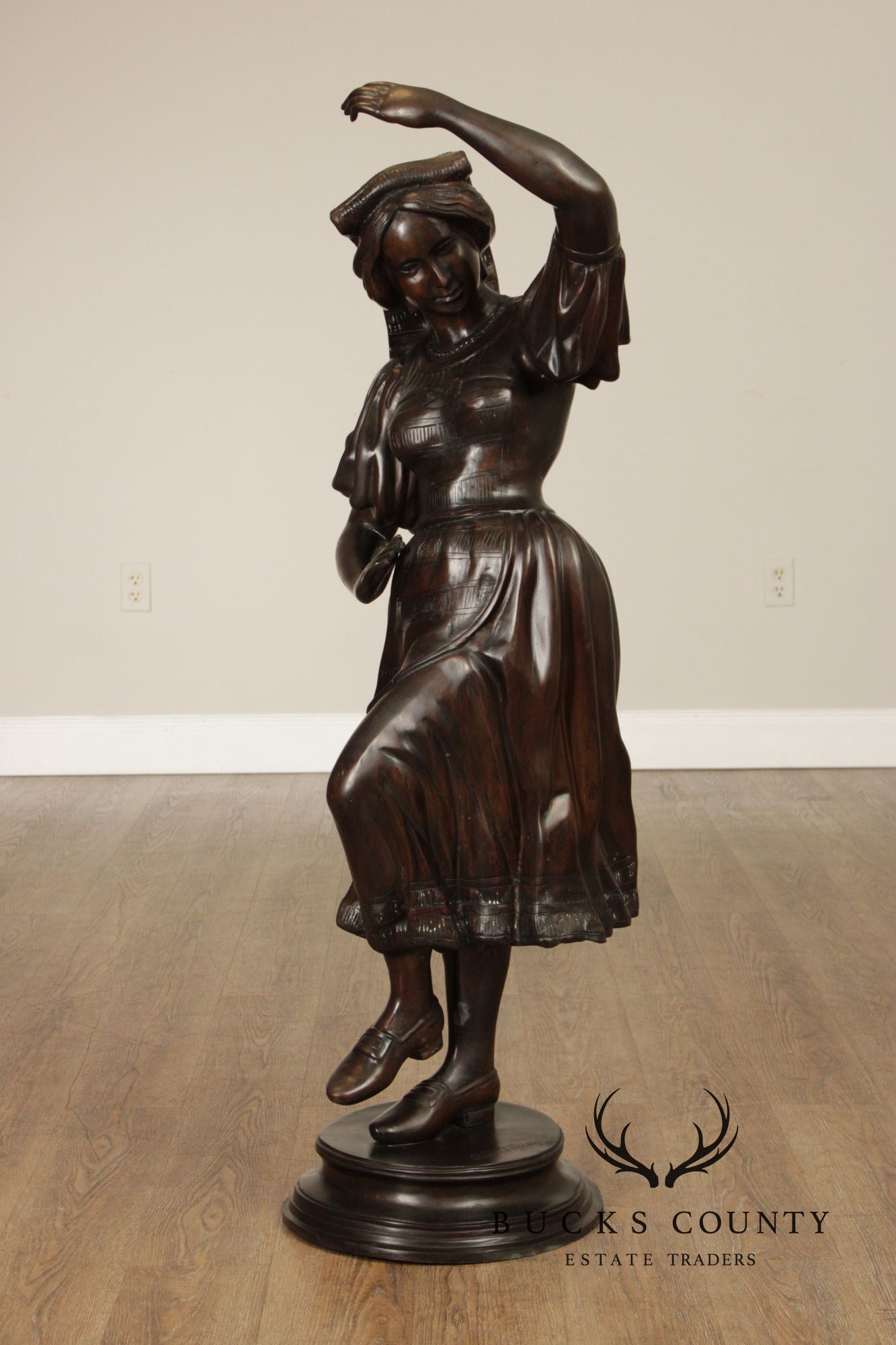 August Moreau Large Patinated Bronze Statue of a Dancer