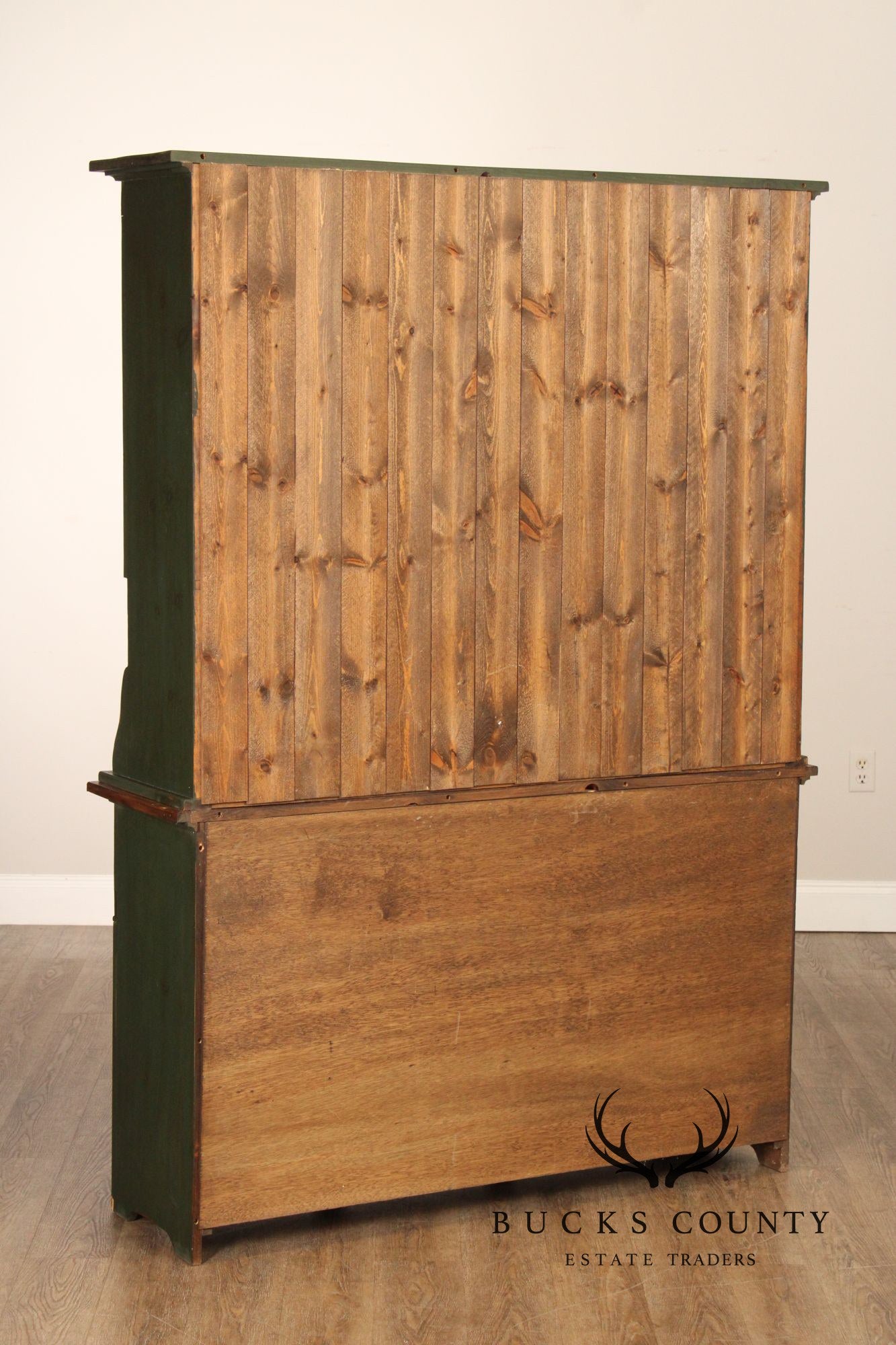 Country Farmhouse Style Painted Pine Hutch Cabinet