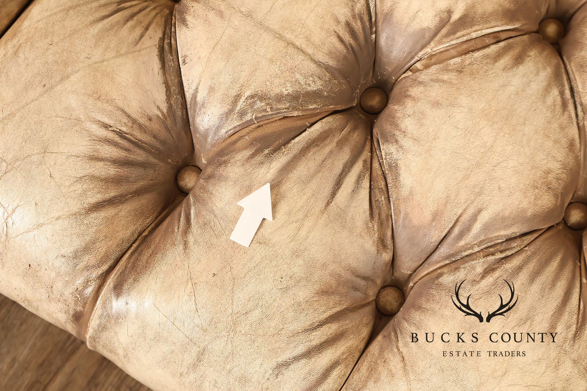 Chippendale Style Camelback Vintage Tufted Chesterfield Leather Sofa