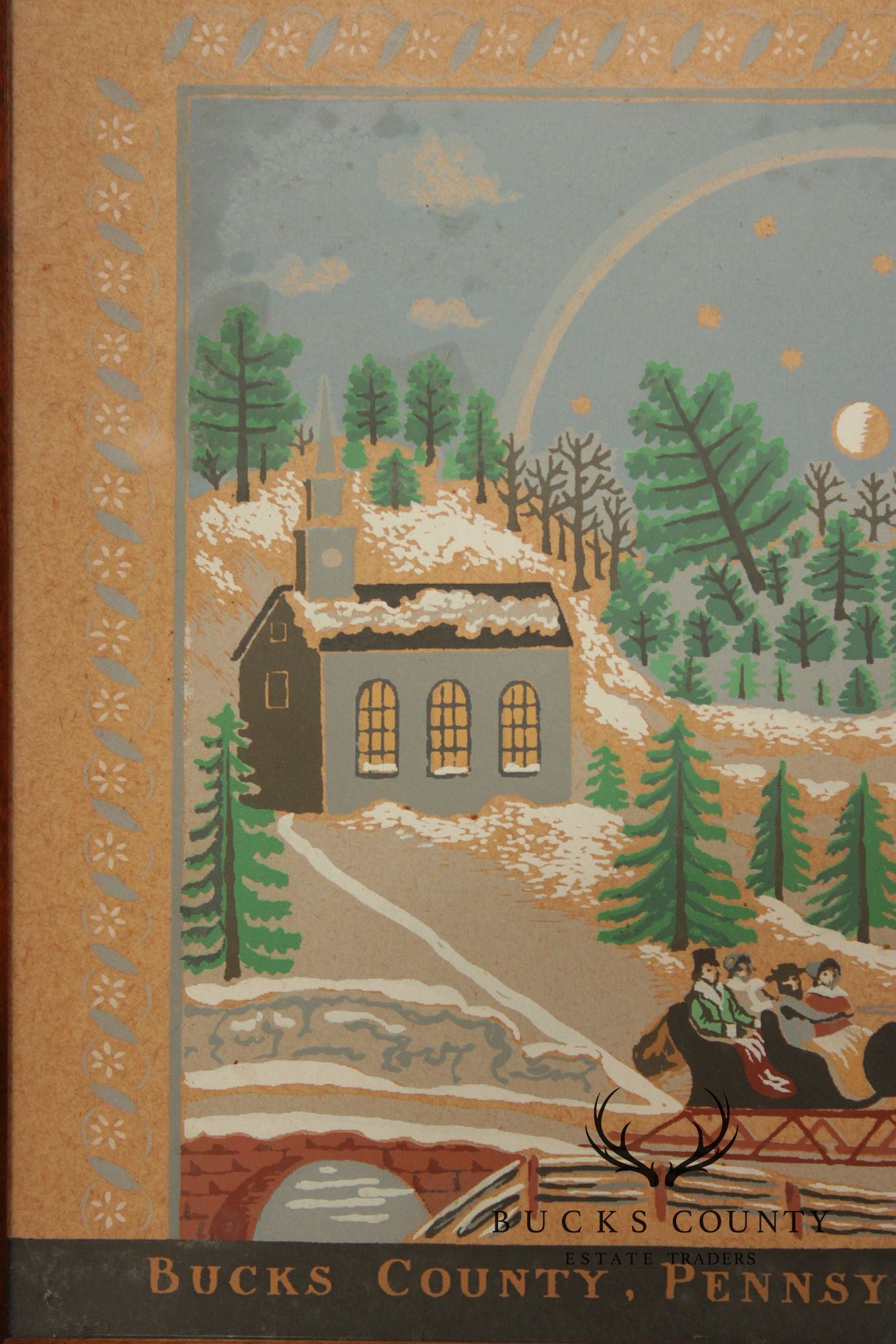 Folk Art Style Set of Four Bucks County Framed Prints