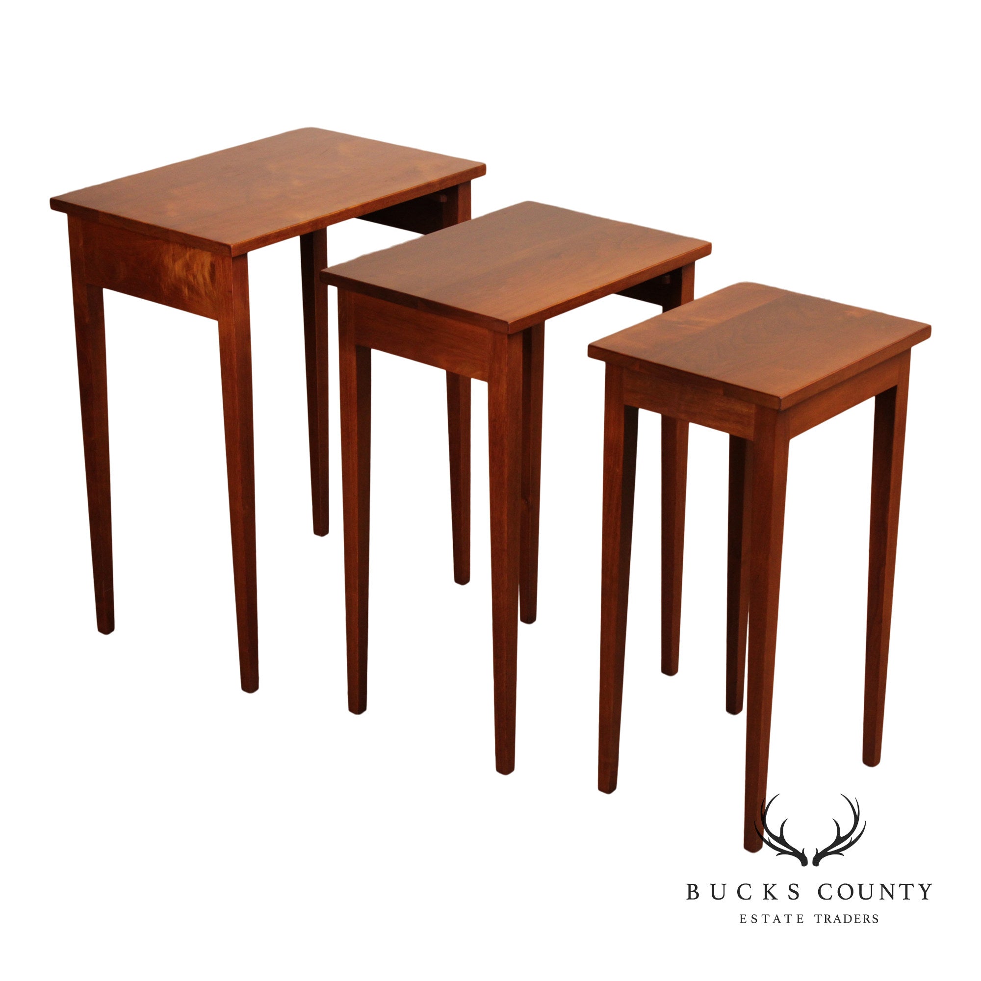Hepplewhite Style Vintage Set Of Three Walnut Nesting Tables